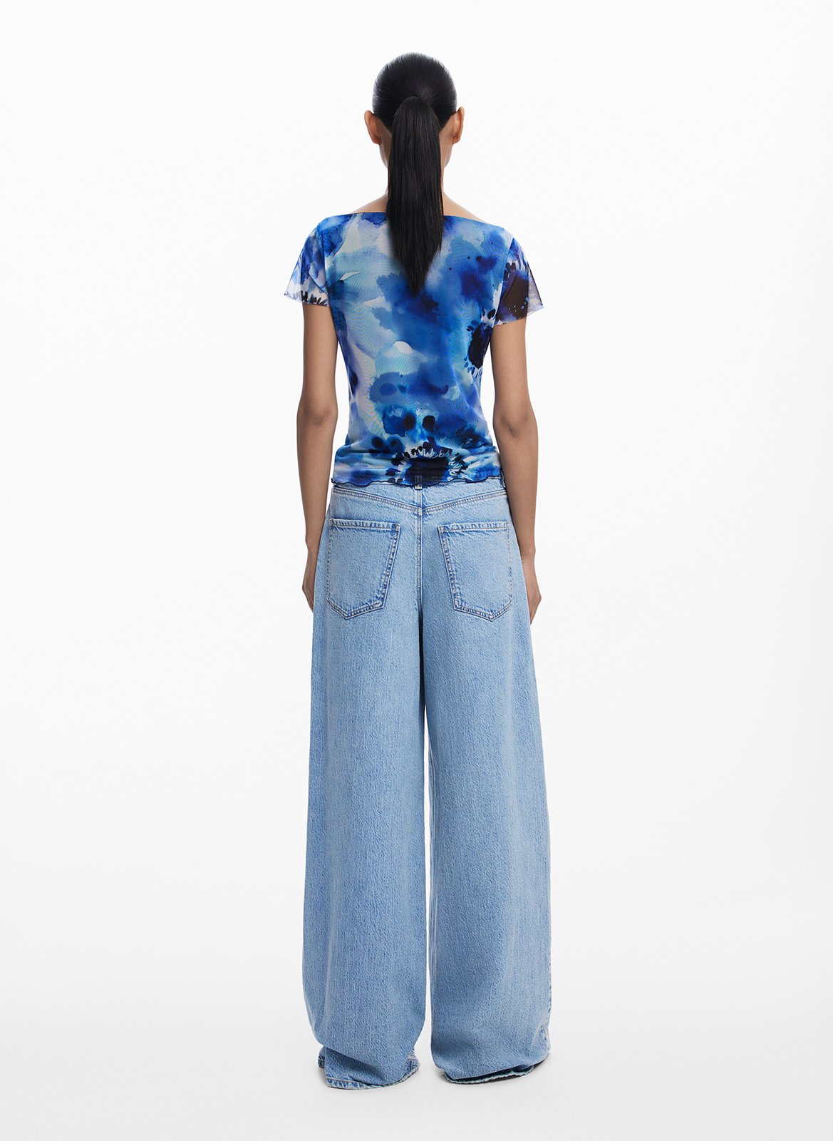 Tee-shirt col bateau imprimé DESIGUAL Bleu