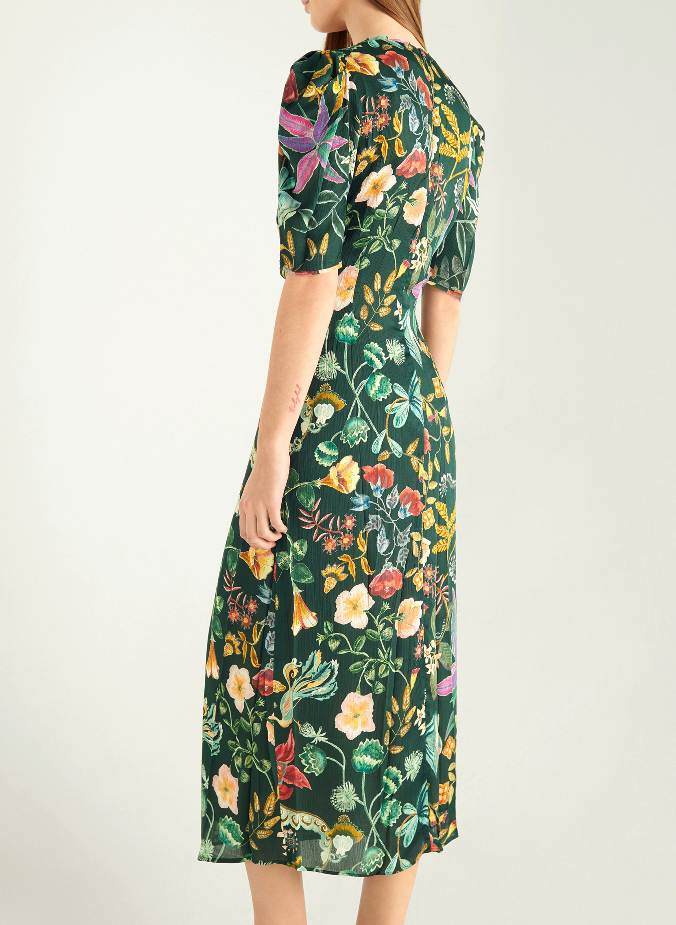 Robe longue col v imprimée COTELAC Vert