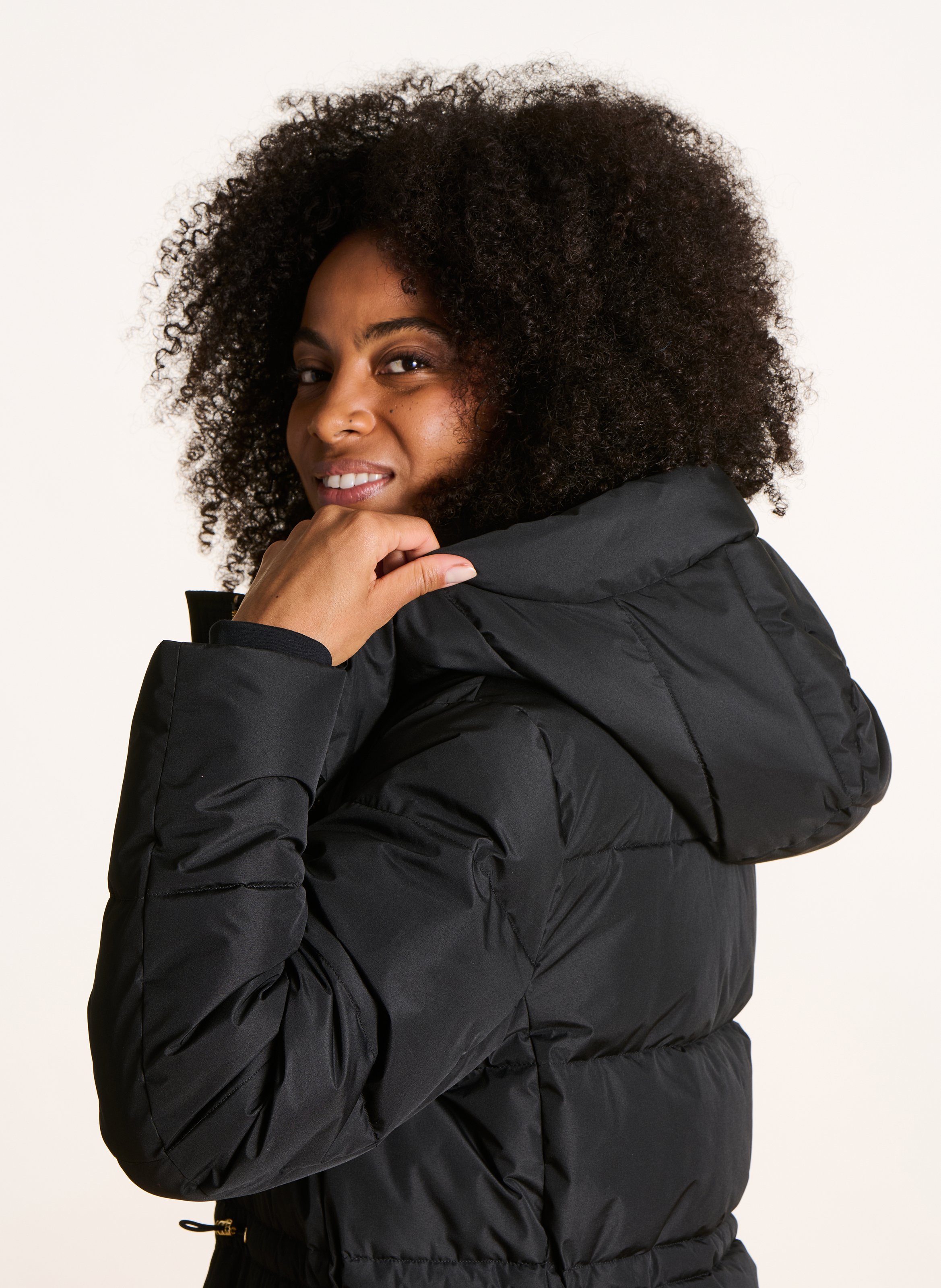 Gewatteerd, lang donsjack LA FEE MARABOUTEE Zwart