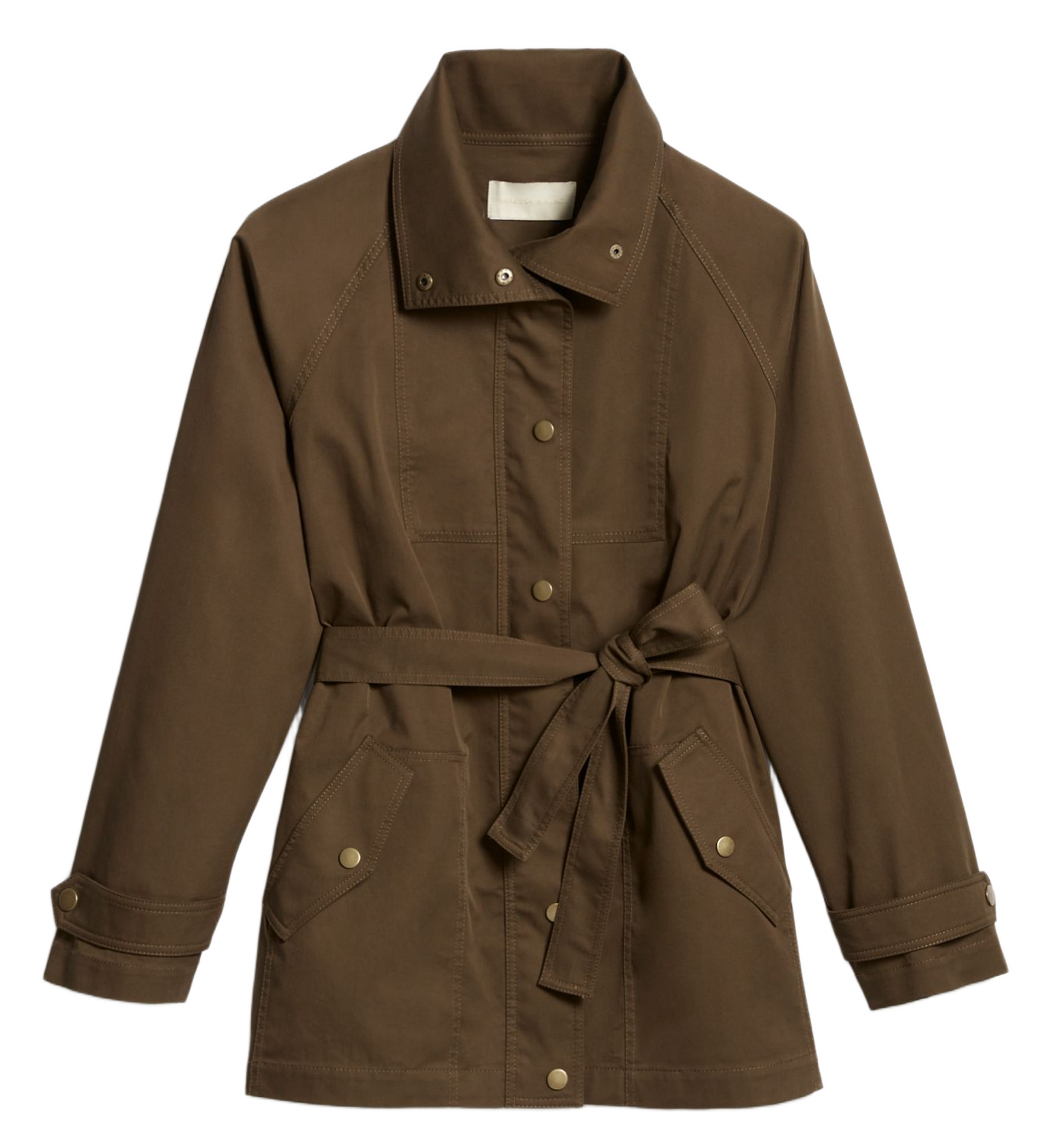 High-neck cotton blend parka Green