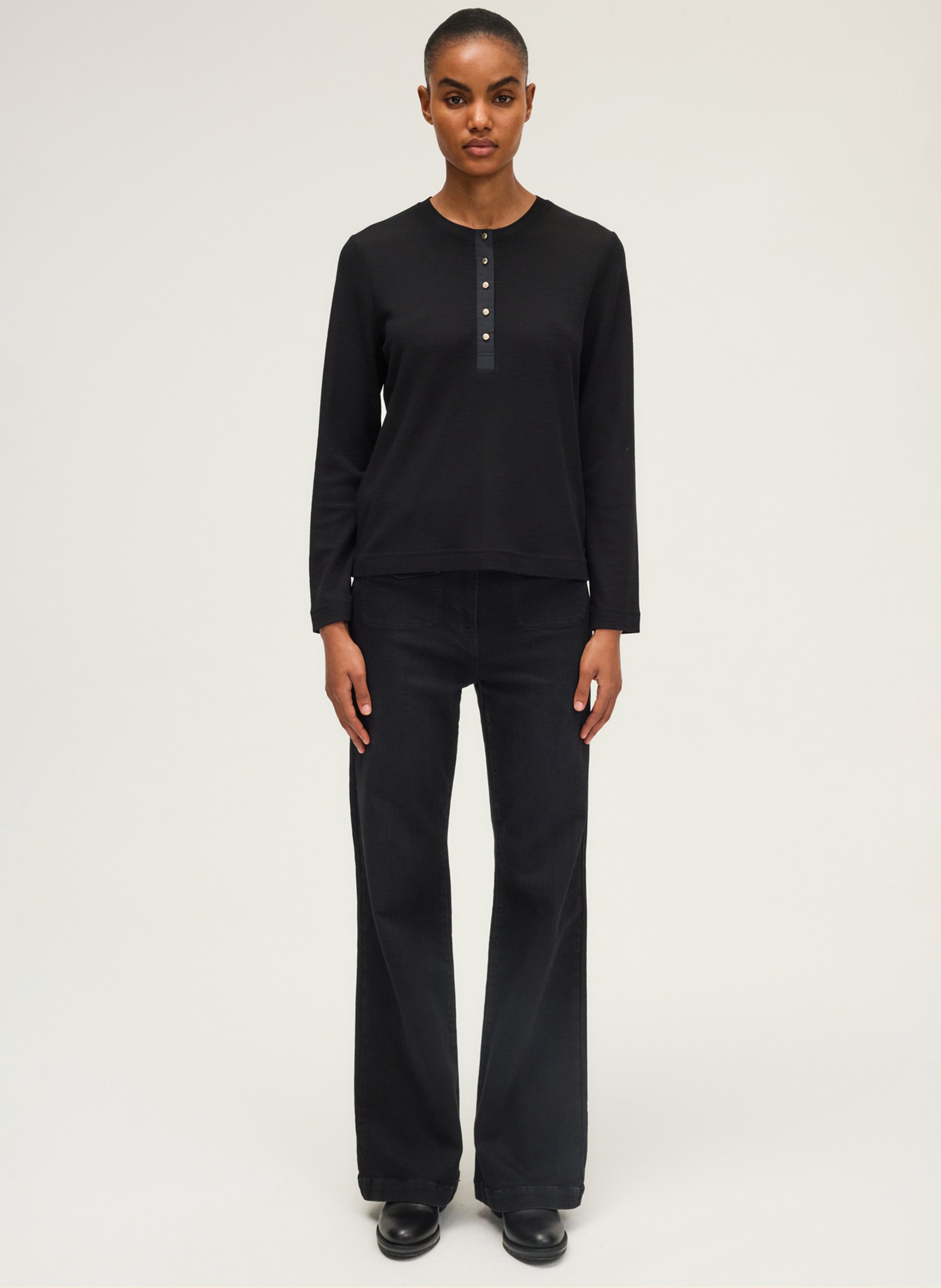 Pull col rond en laine PABLO Noir