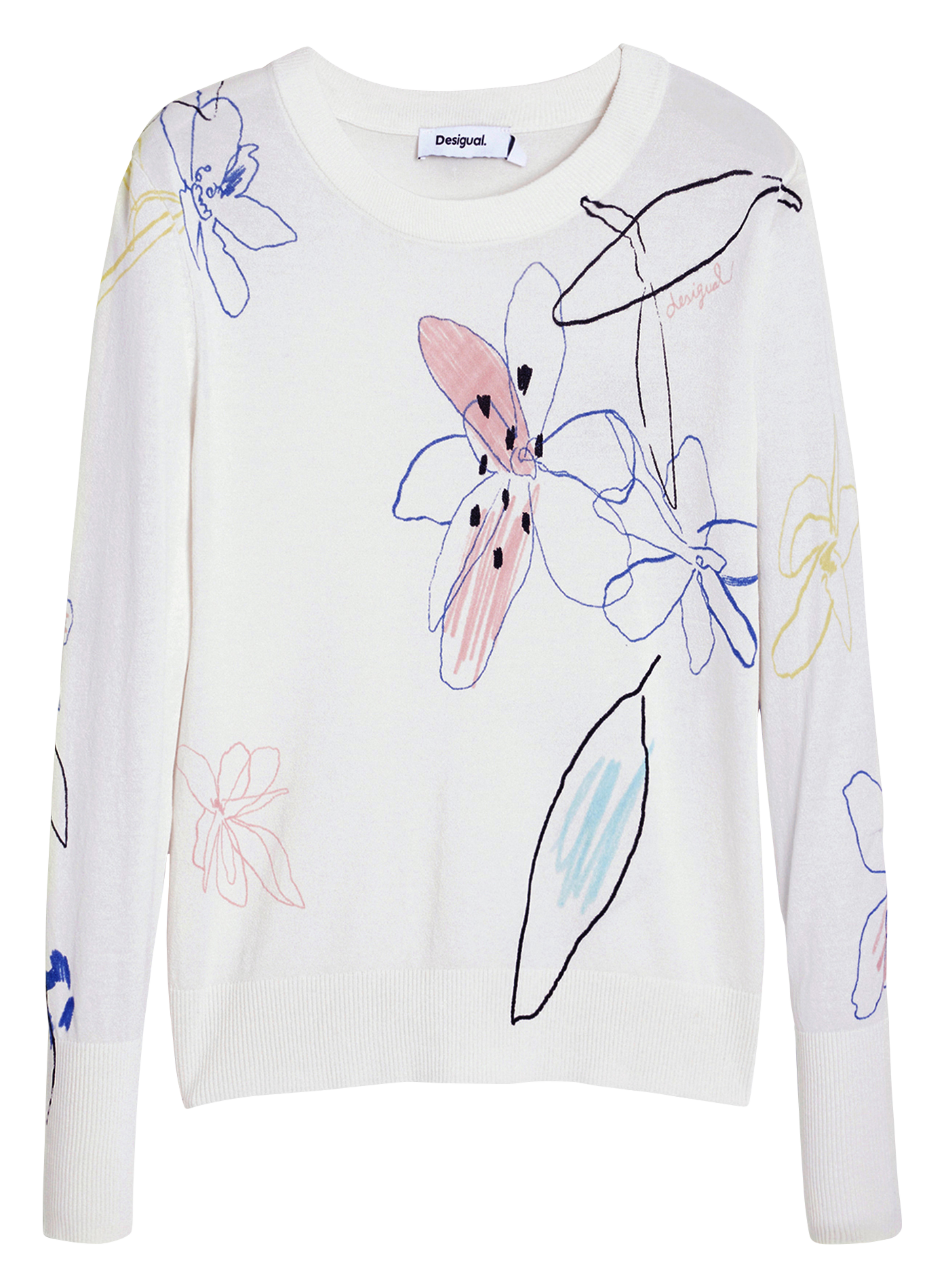 Maglione scollo tondo stampato DESIGUAL Bianco