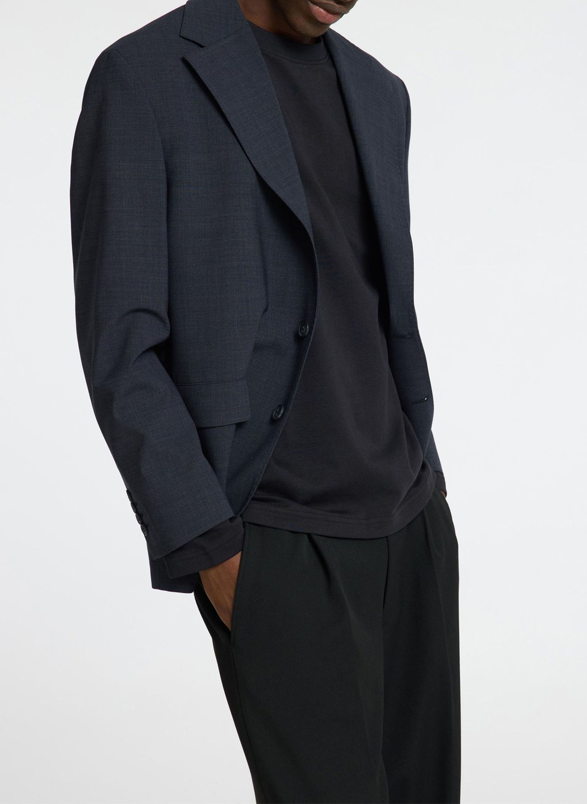 T-shirt met ronde hals - biologische katoenblend SELECTED Zwart