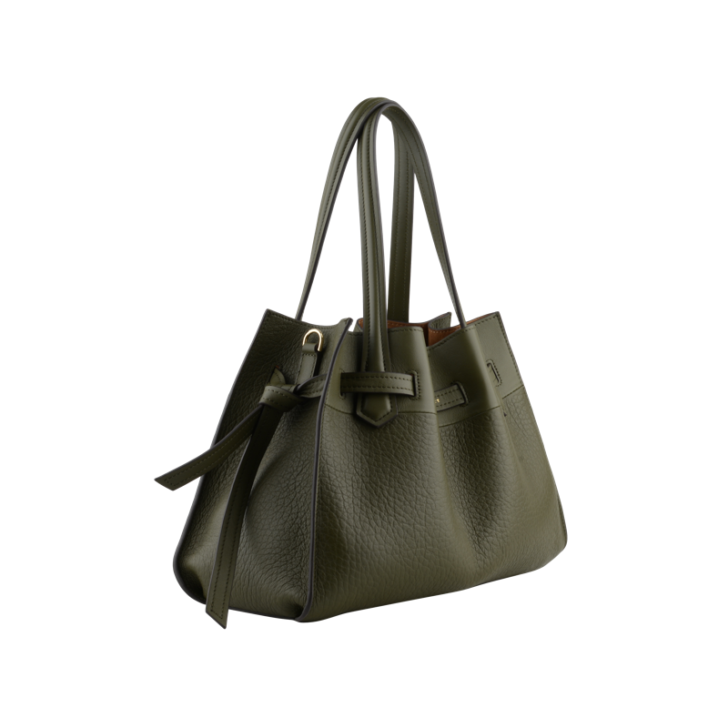 Handbag - cowhide leather POURCHET Khaki