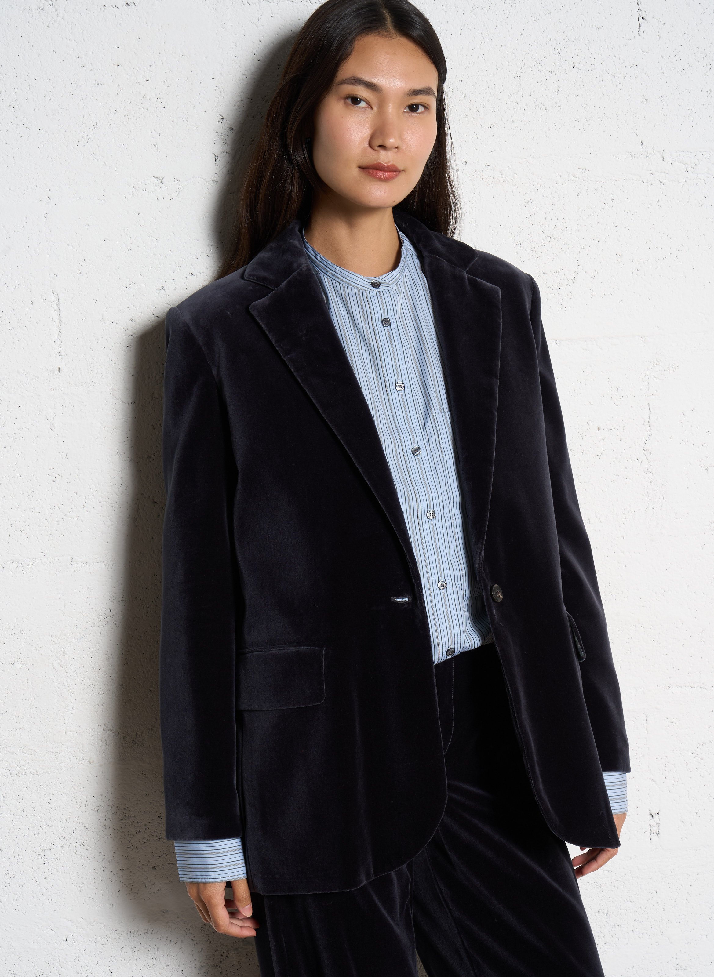 Tailored velvet jacket SOEUR Grey