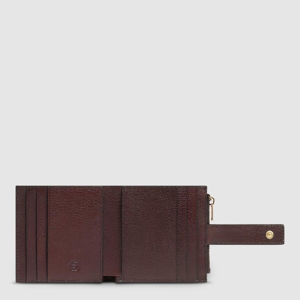 Porte-cartes de crédit femme en cuir avec porte-monnaie et protection rfid PIQUADRO Rouge