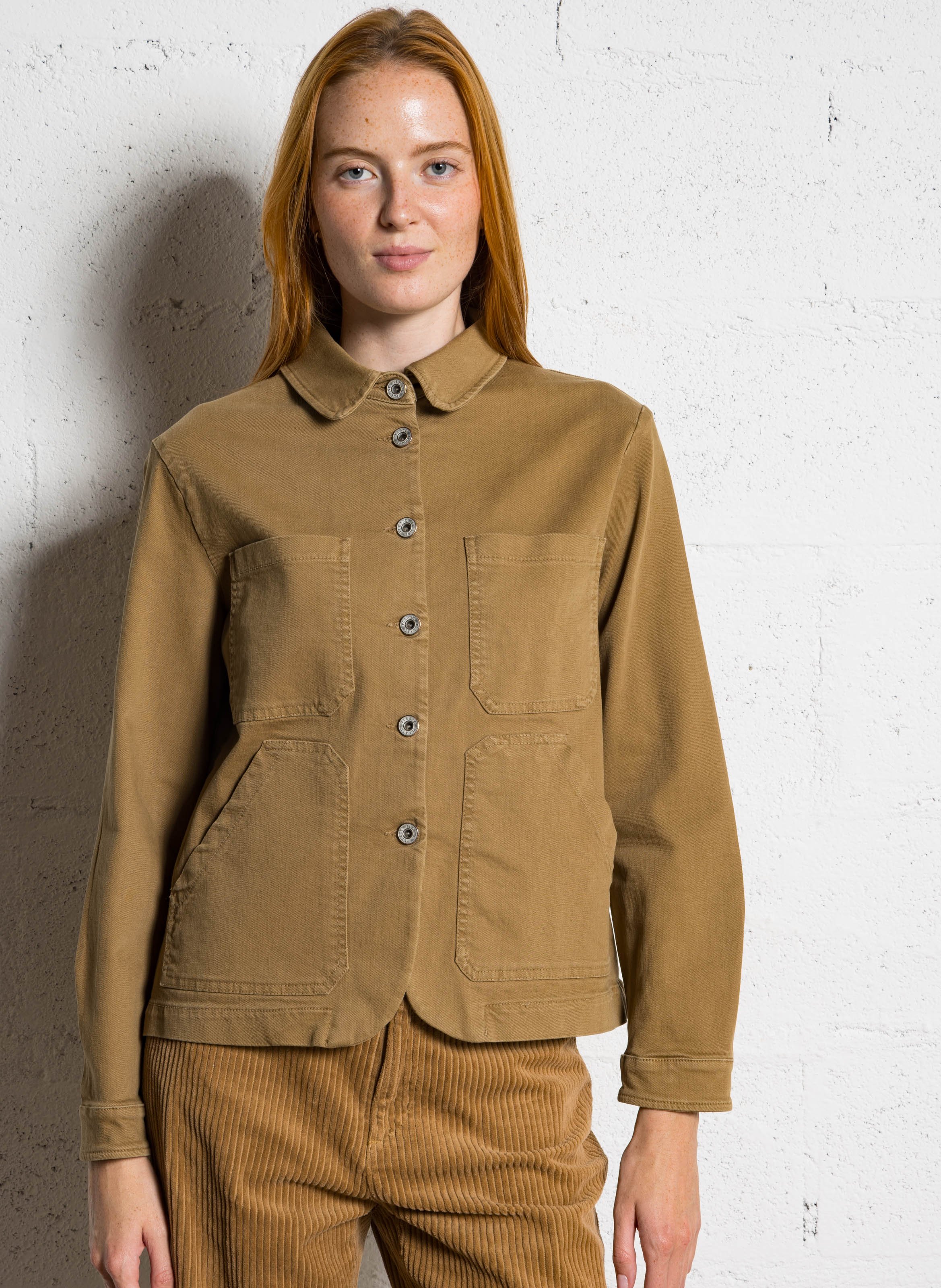 Veste col classique en coton mélangé PLEASE Beige