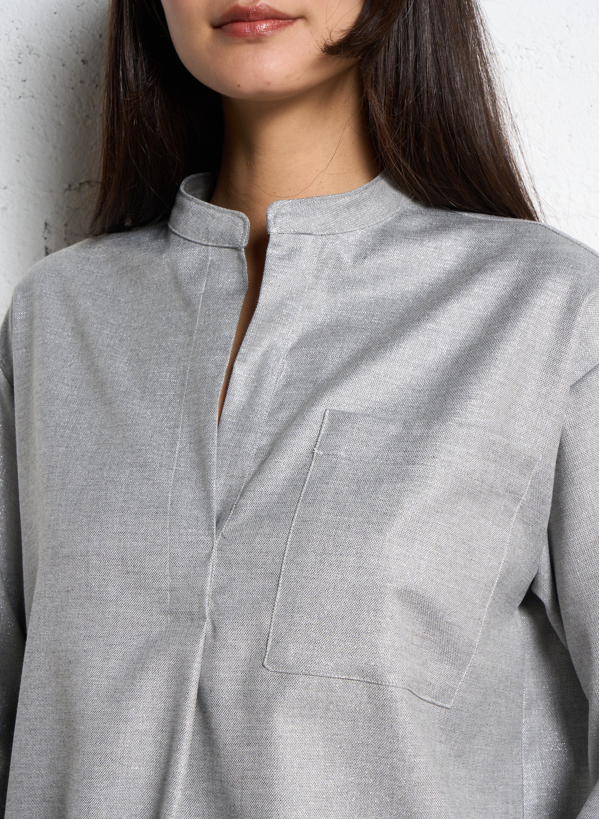 Metallic turtleneck top DIEGA Silver