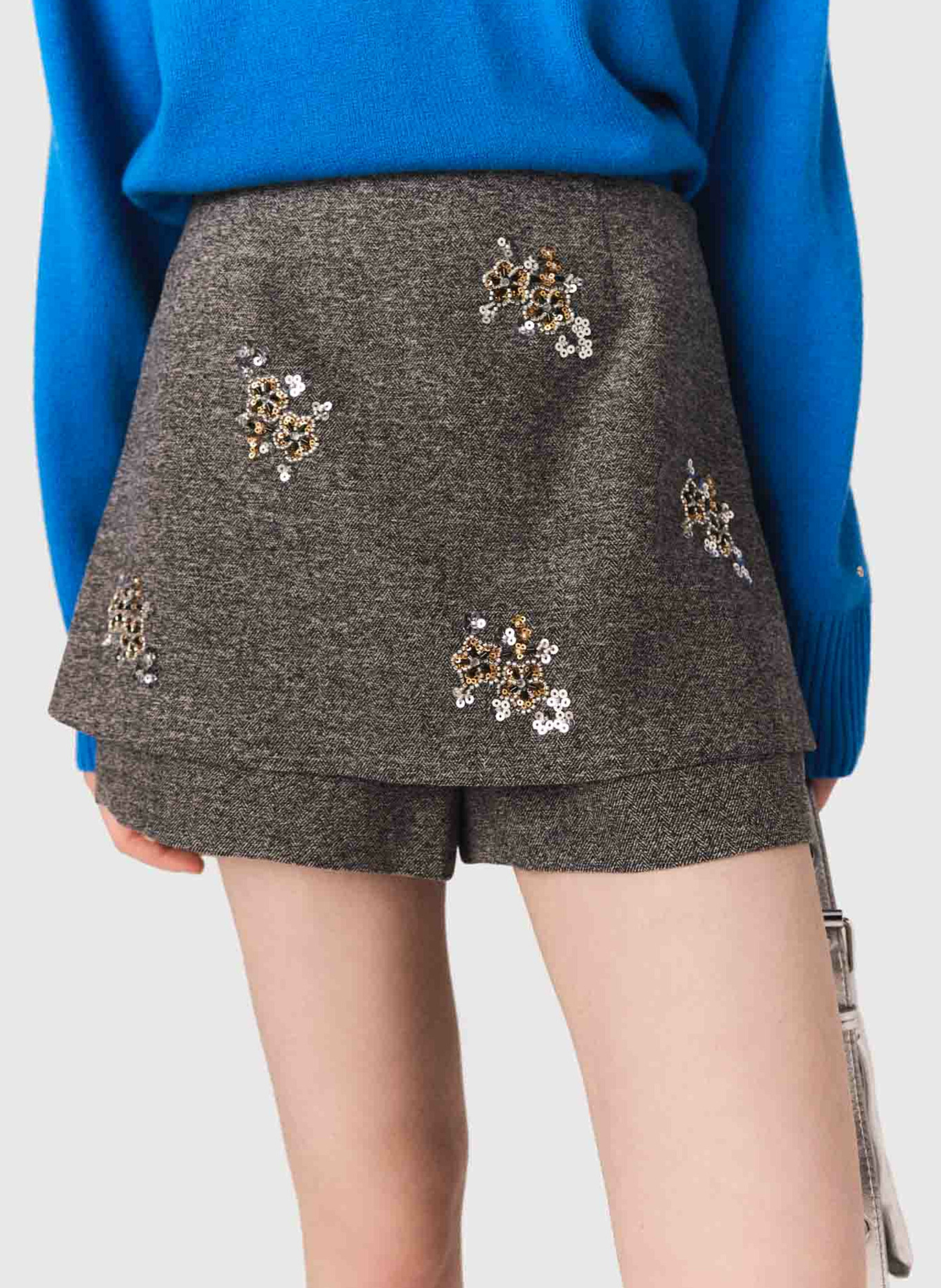 Shorts with sequin embroidery MAJE Grey