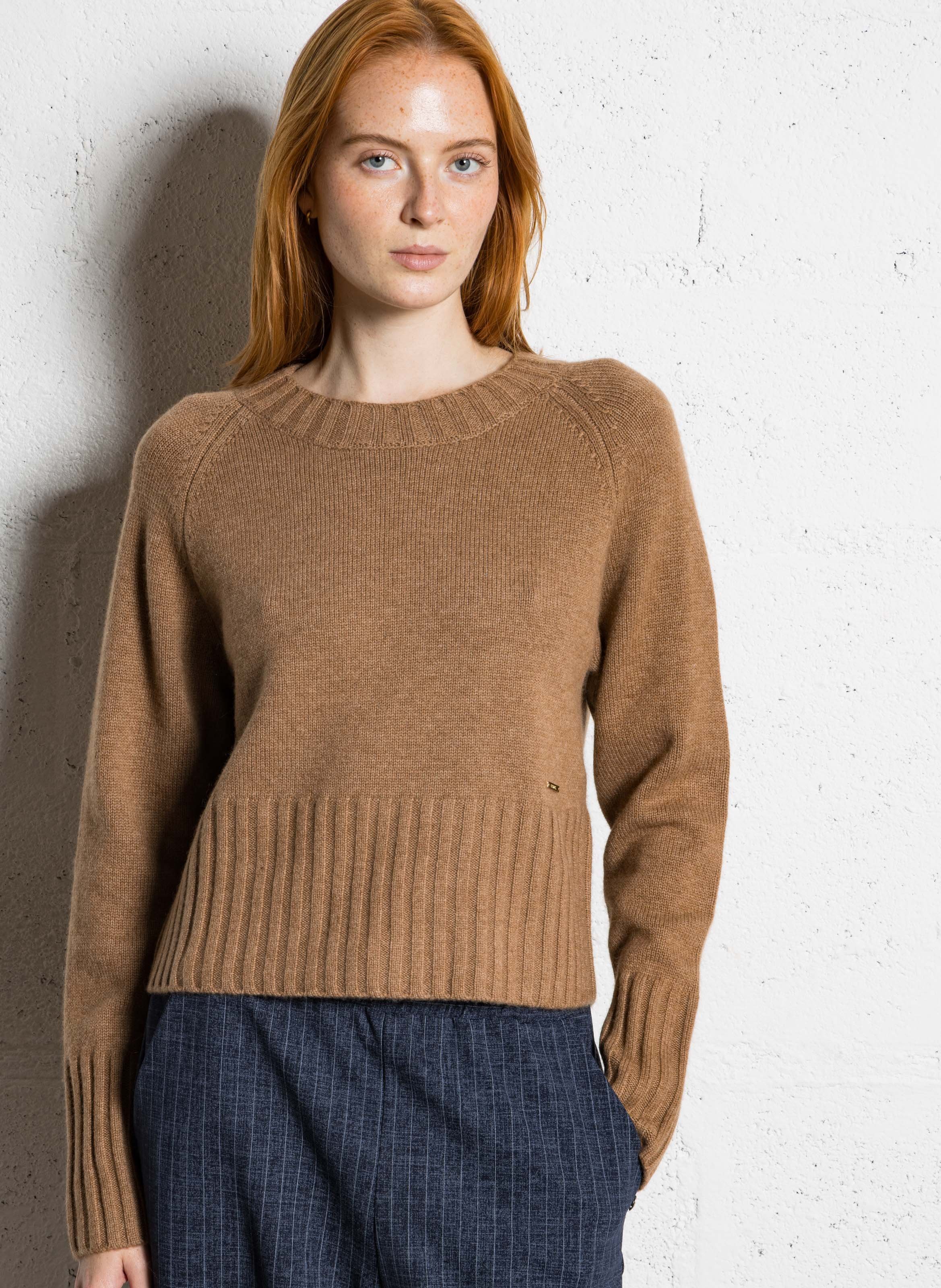 Pull oversize col rond en cachemire et laine BERENICE