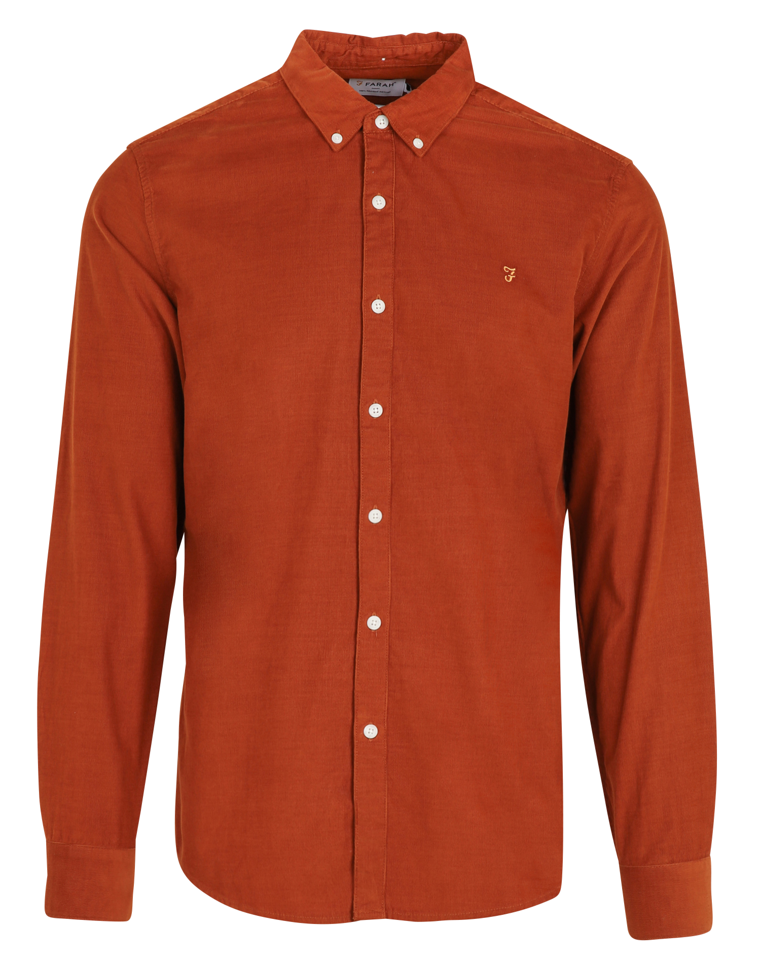 Regular-fit velvet shirt with button-down collar FARAH Brown