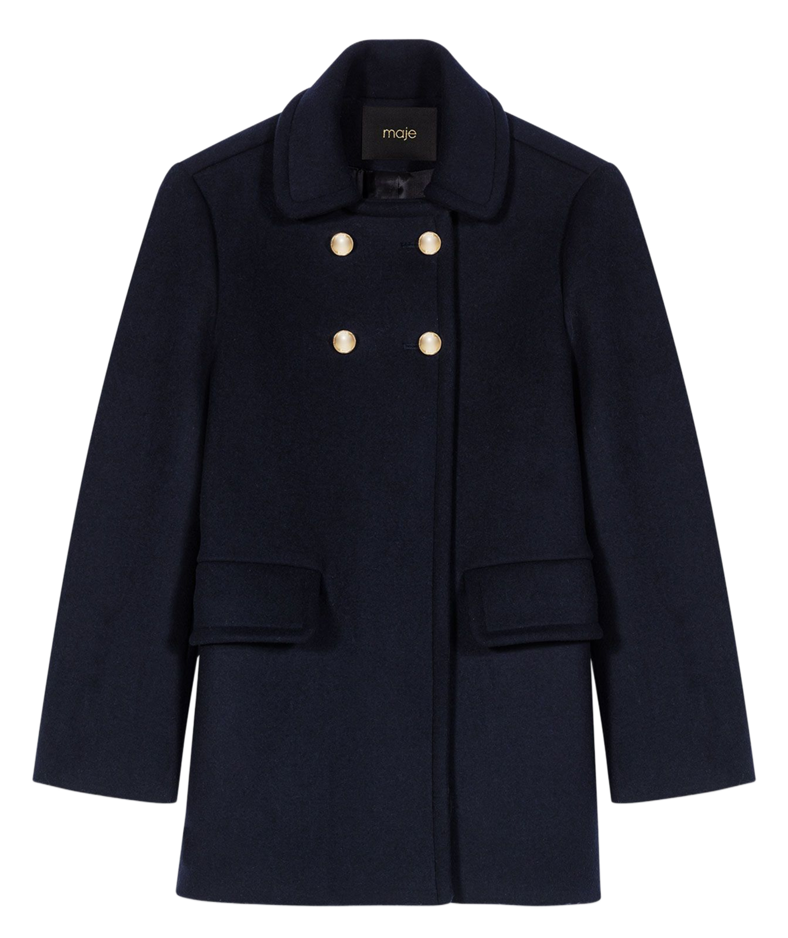 Manteau col classique en laine mélangée MAJE Bleu