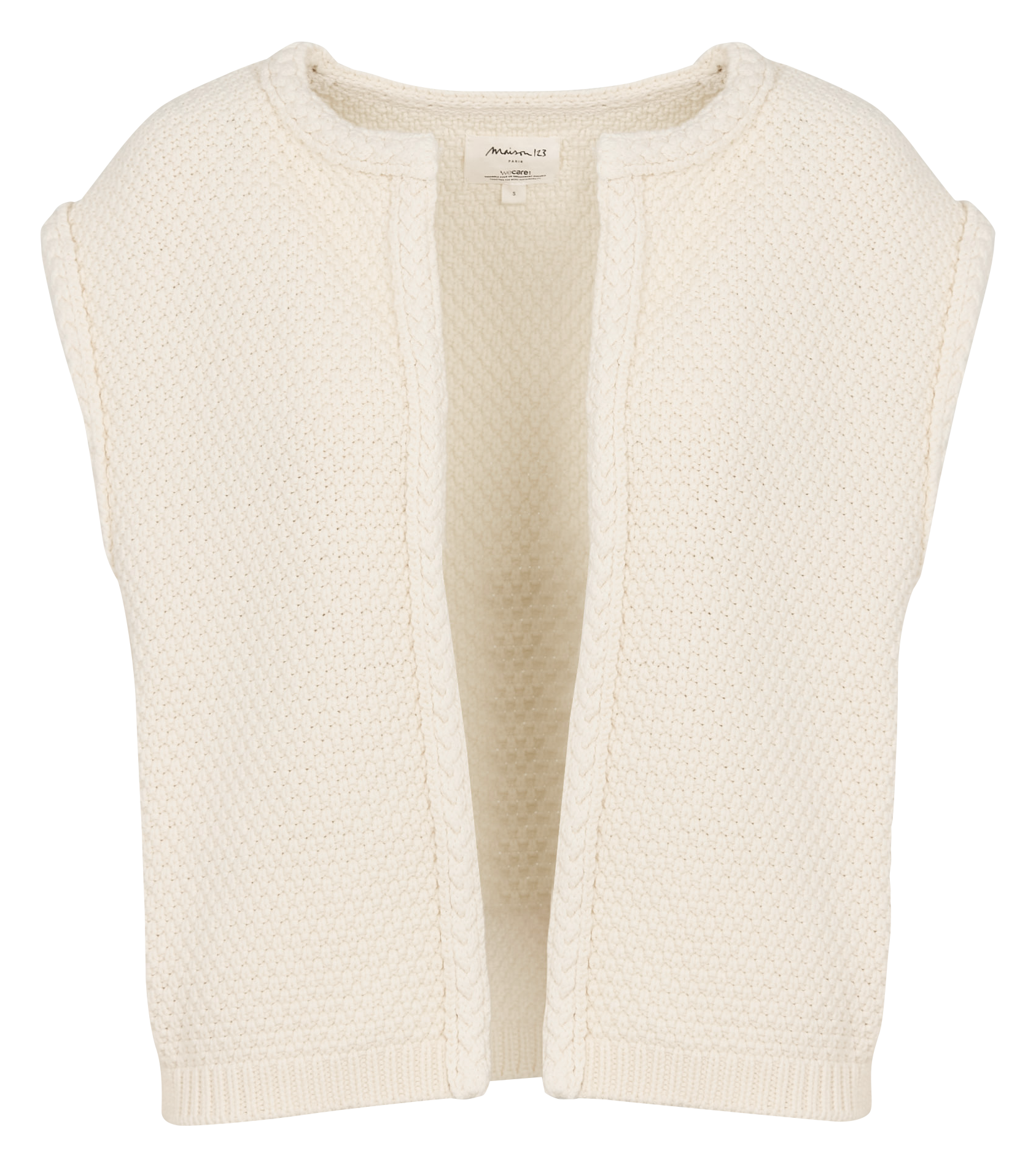 Solid knit sleeveless cardigan MAISON 123 Beige