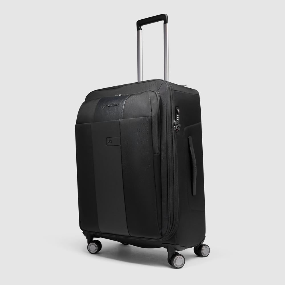 Medium 4-wheel suitcase, expandable with shockproof protection and TSA lock PIQUADRO Black
