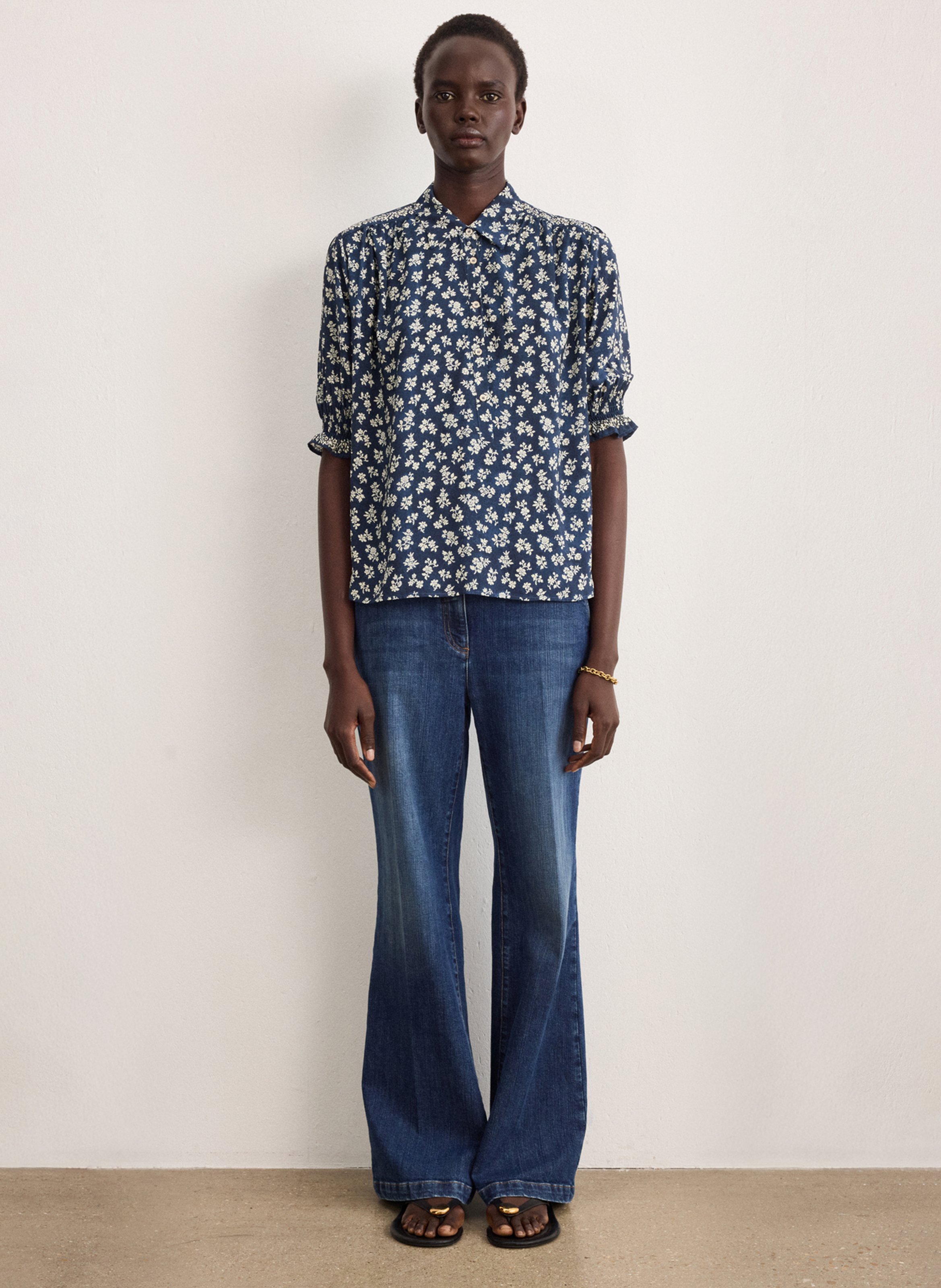 Printed loose-fit shirt with classic collar PABLO Blue