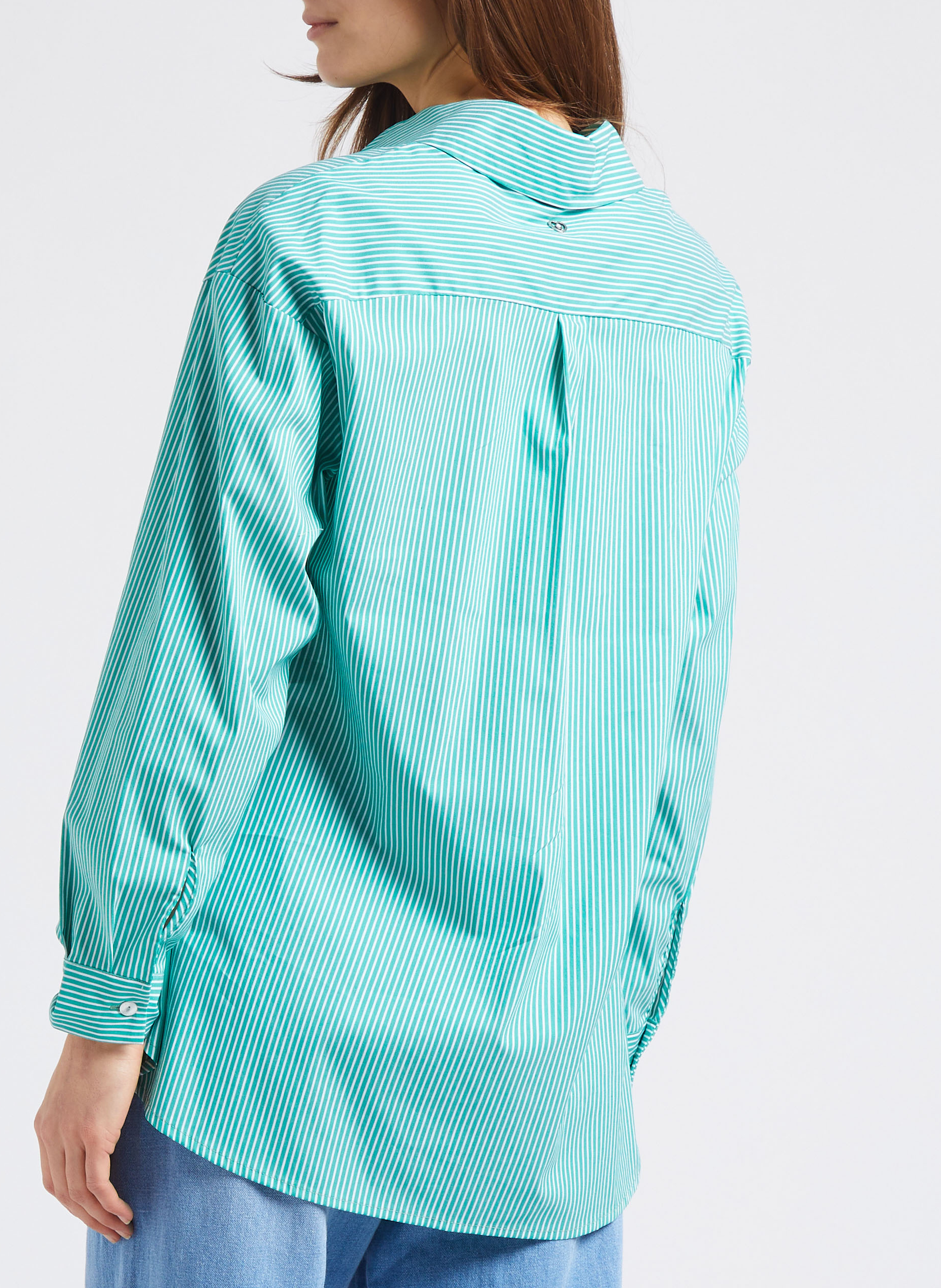 Blouse met klassieke kraag | katoenblend PLEASE Groen