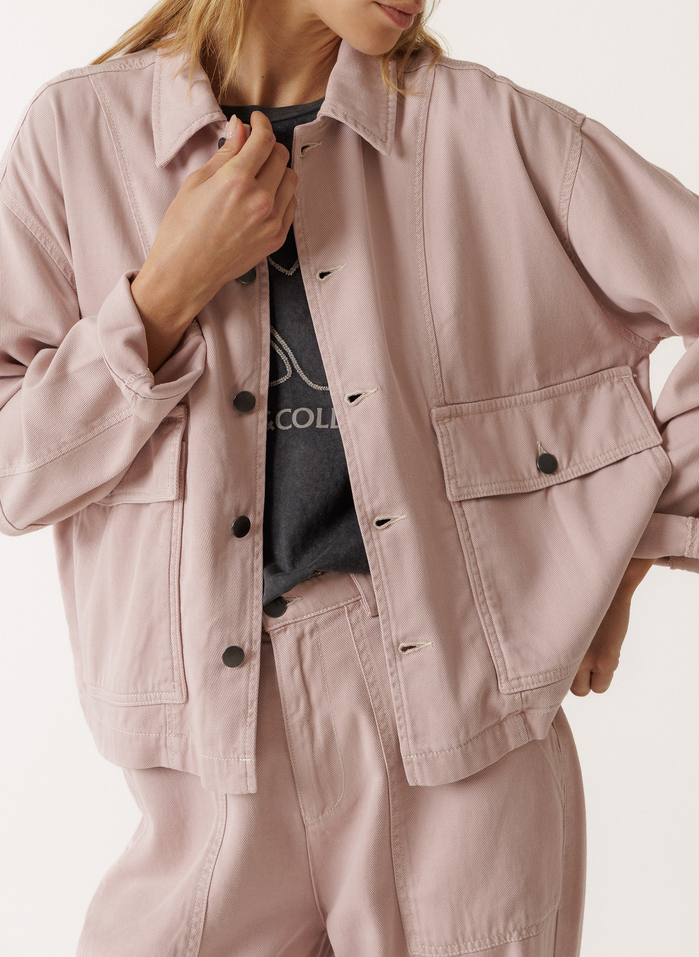 Oversized jacket with tailored collar INDI & COLD Pink