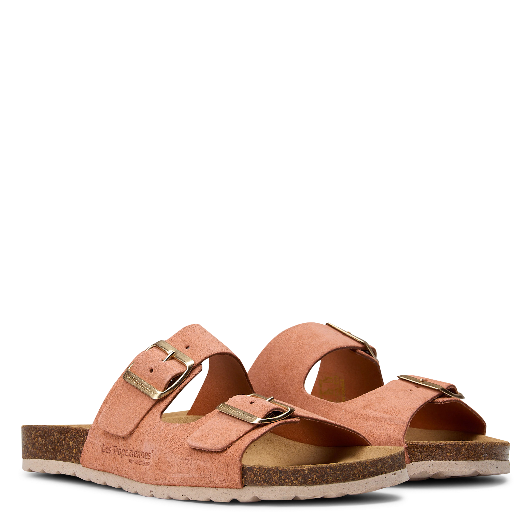 Flat strappy leather sandals LES TROPEZIENNES PAR M.BELARBI Pink