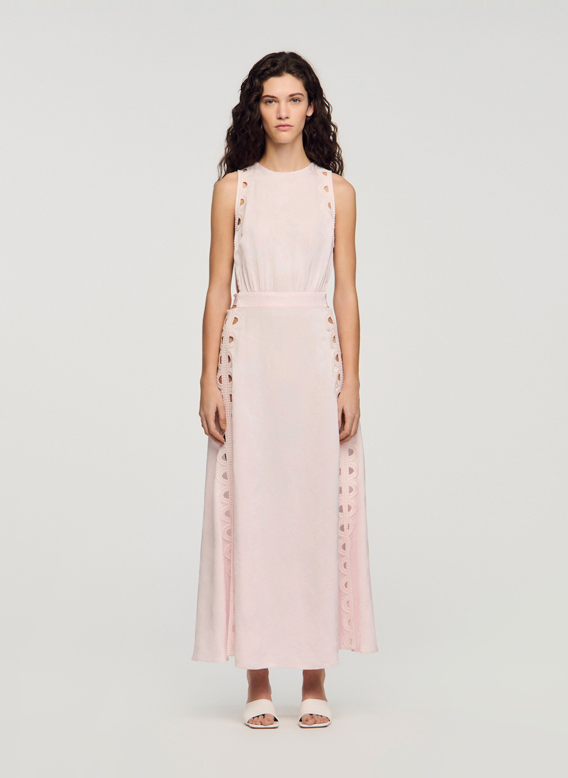 Robe longue col rond SANDRO Rose