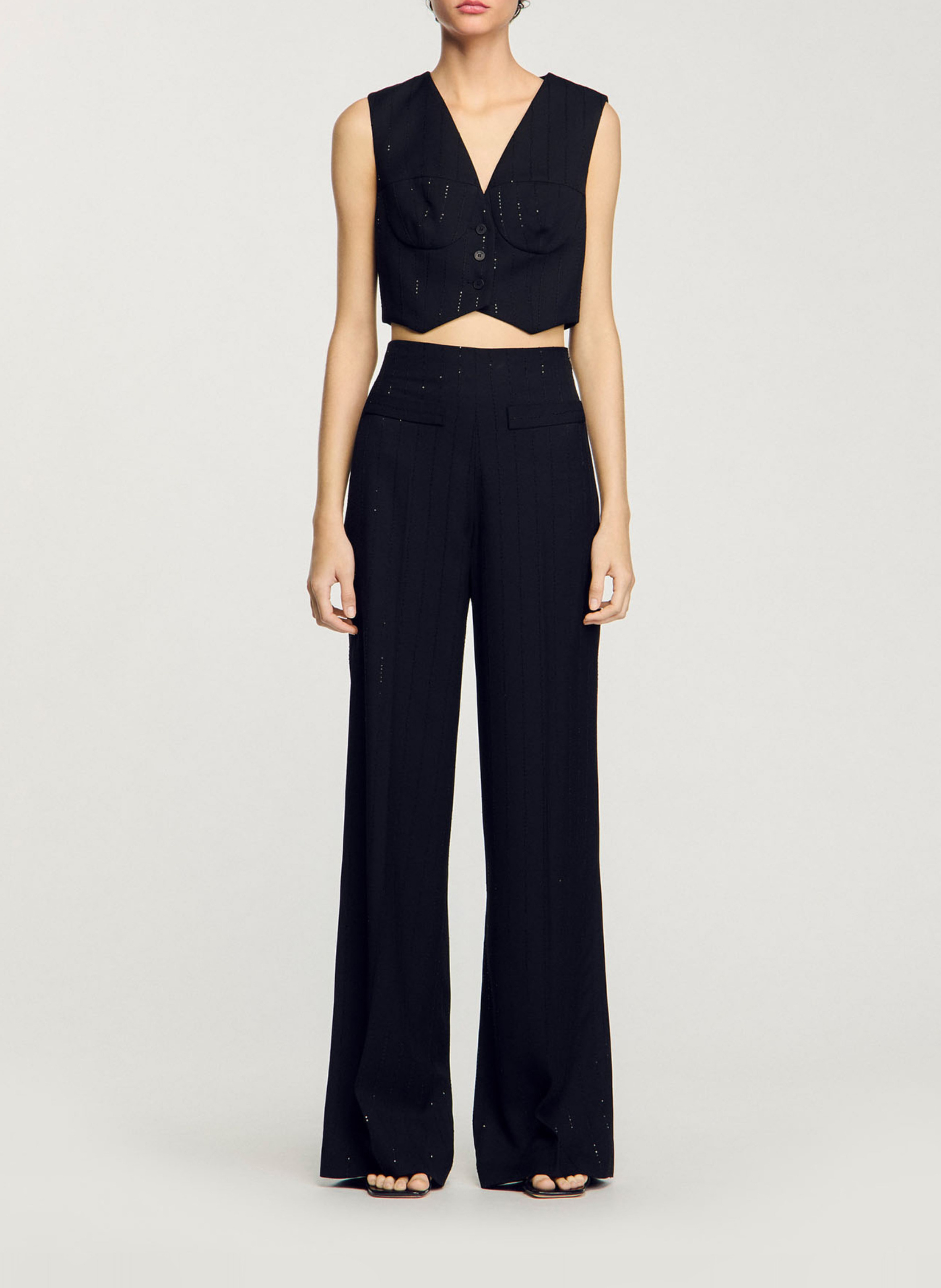 Gestreept colbert met pailletten SANDRO Zwart