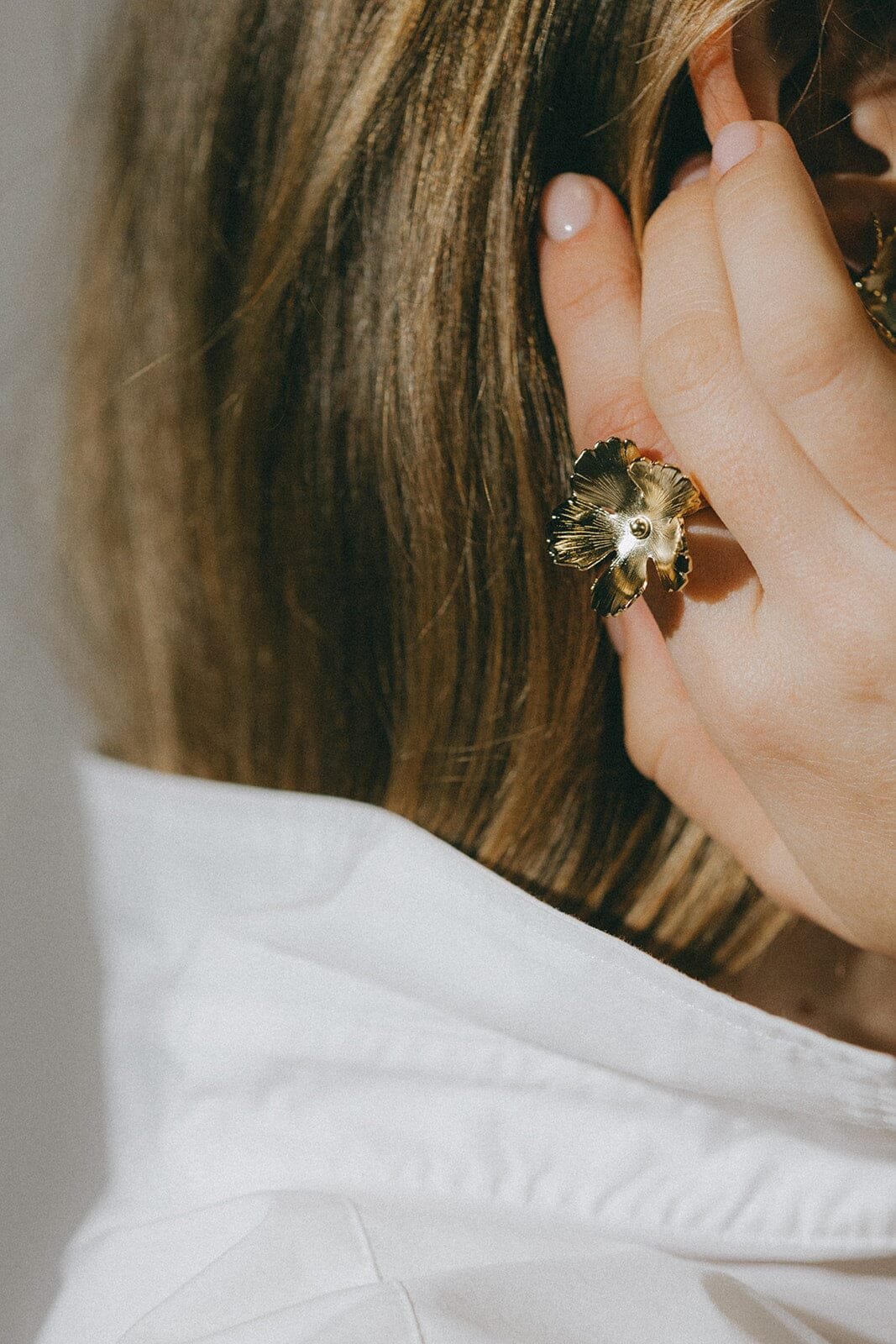 Maxi gold-plated flower ring Golden