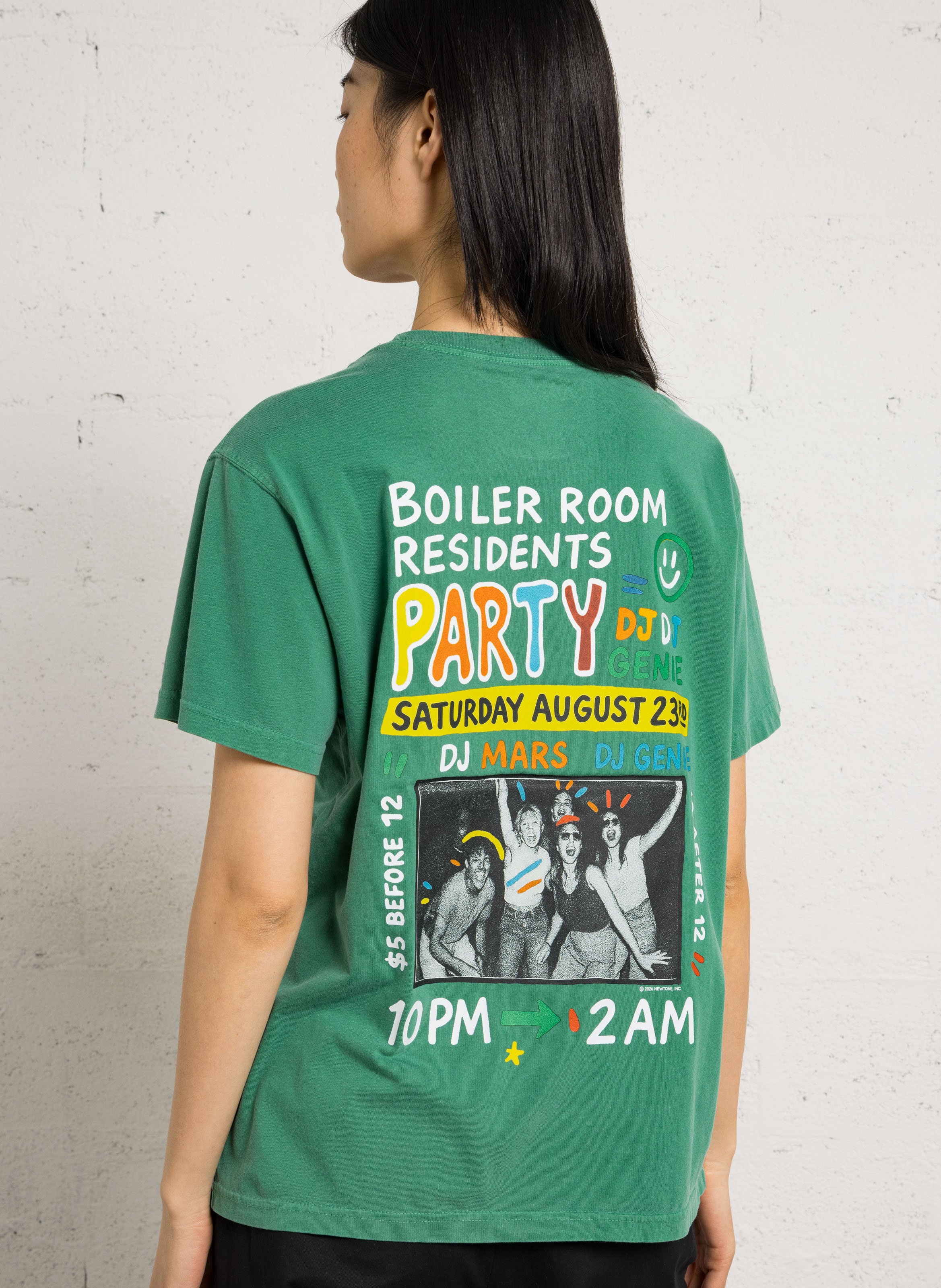 Tee-shirt droit col rond sérigraphié en coton NEWTONE Vert