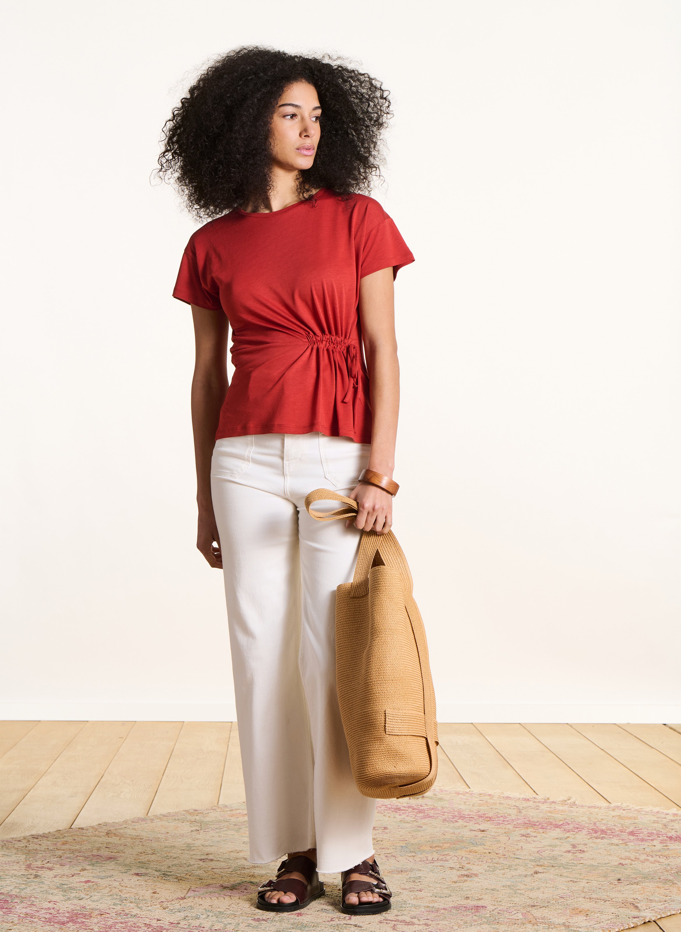 Straight-cut round-neck T-shirt LA FEE MARABOUTEE Red