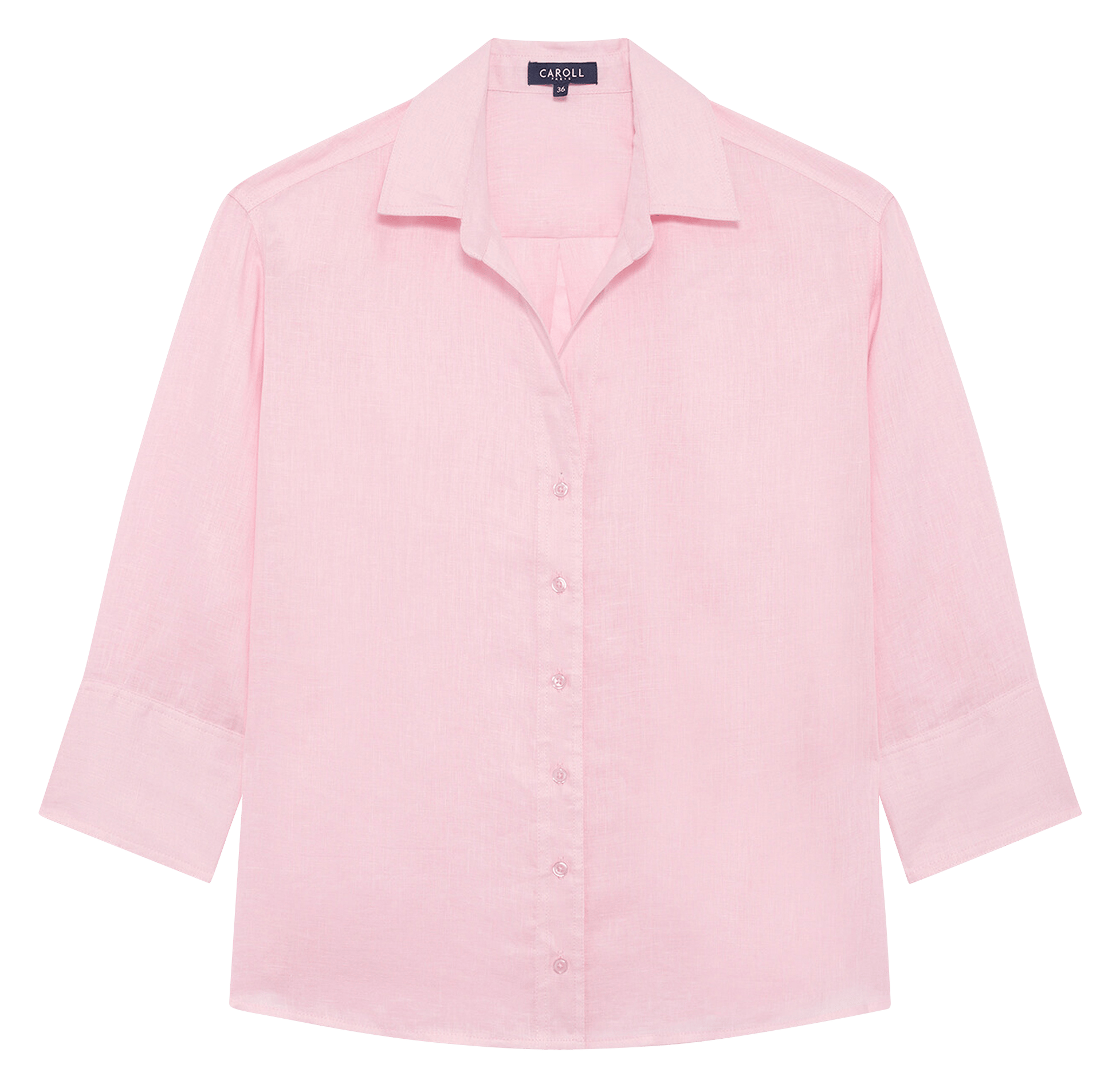 Checked linen shirt with classic collar CAROLL Pink