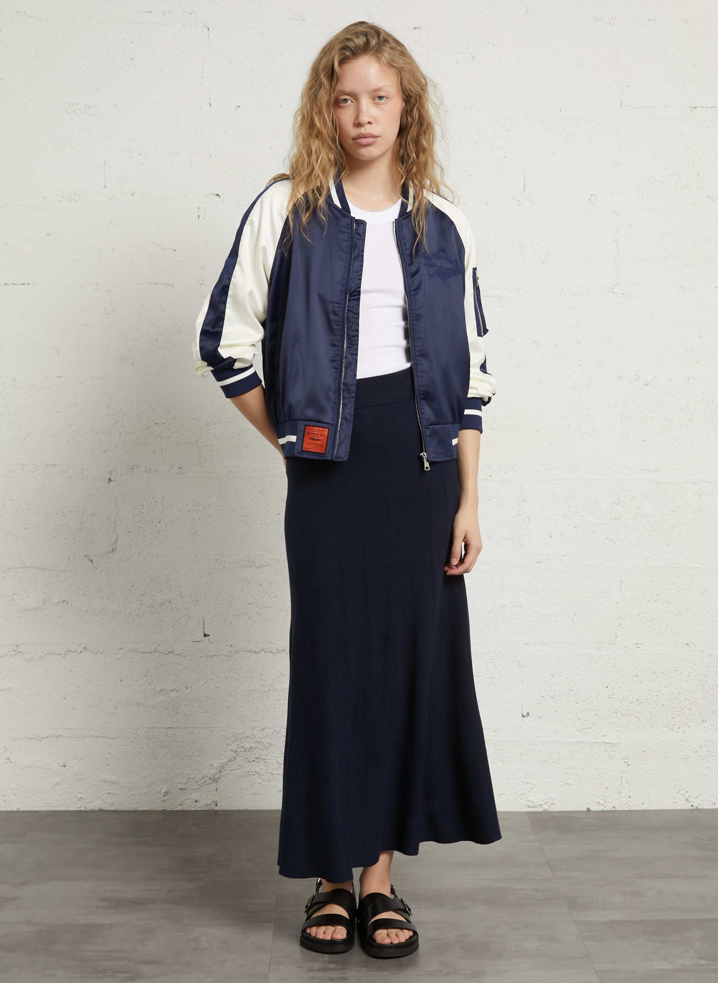 Gerader Blouson mit Teddykragen und Stickerei BOMBERS ORIGINAL Blau