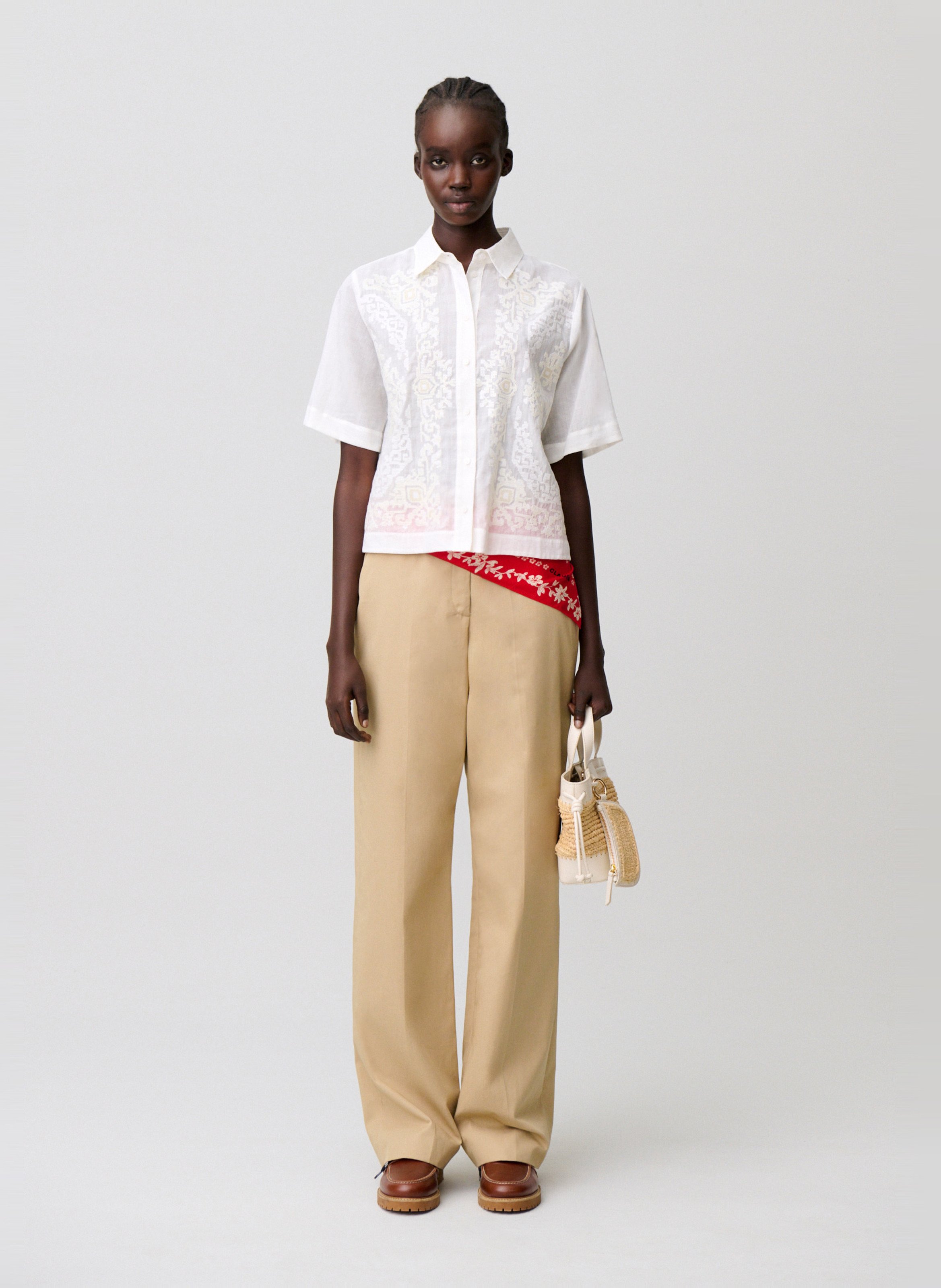 Chemise col classique en coton mélangé CLAUDIE PIERLOT Beige