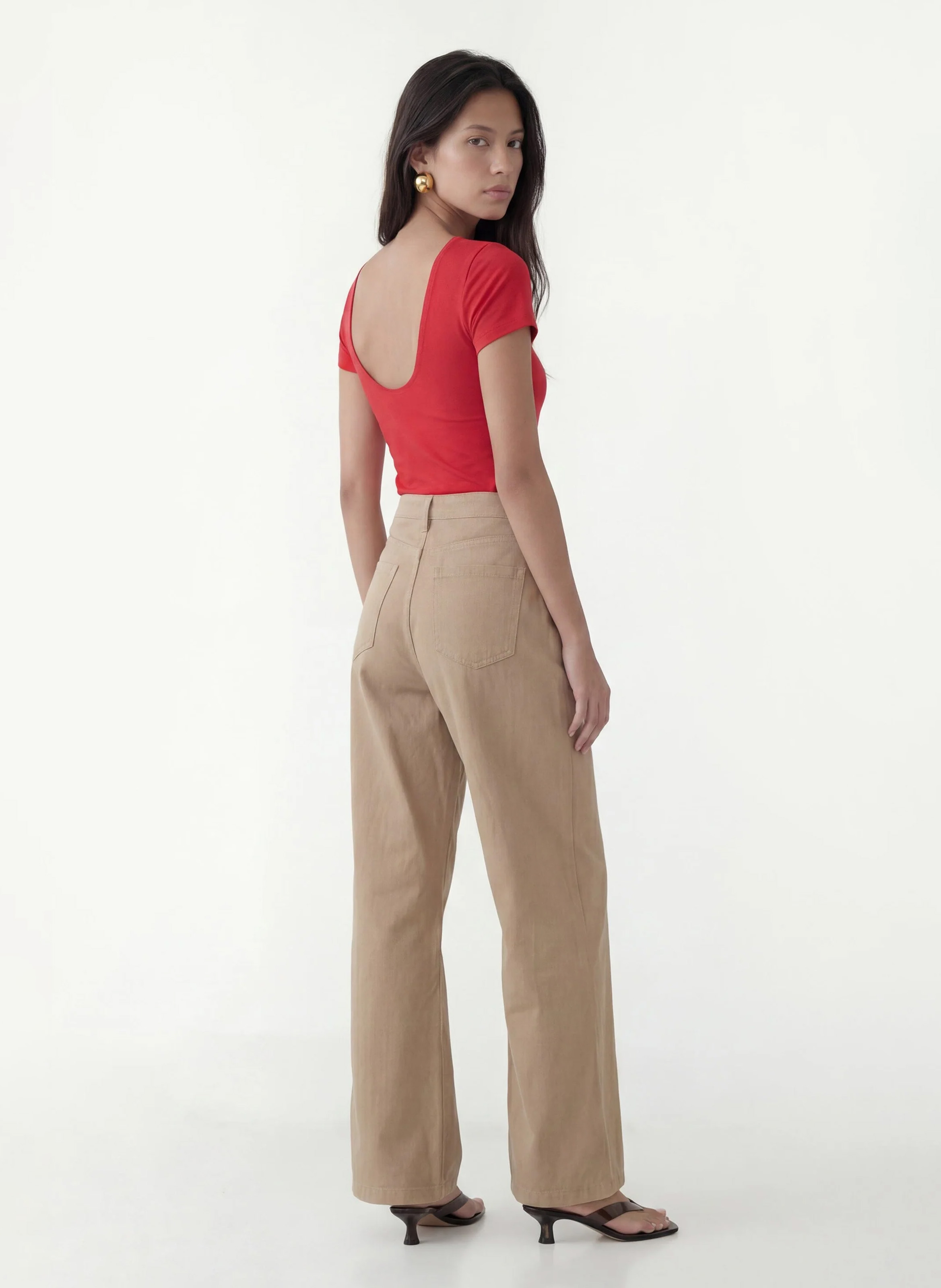 Jean large en coton mélangé KOOKAI Marron