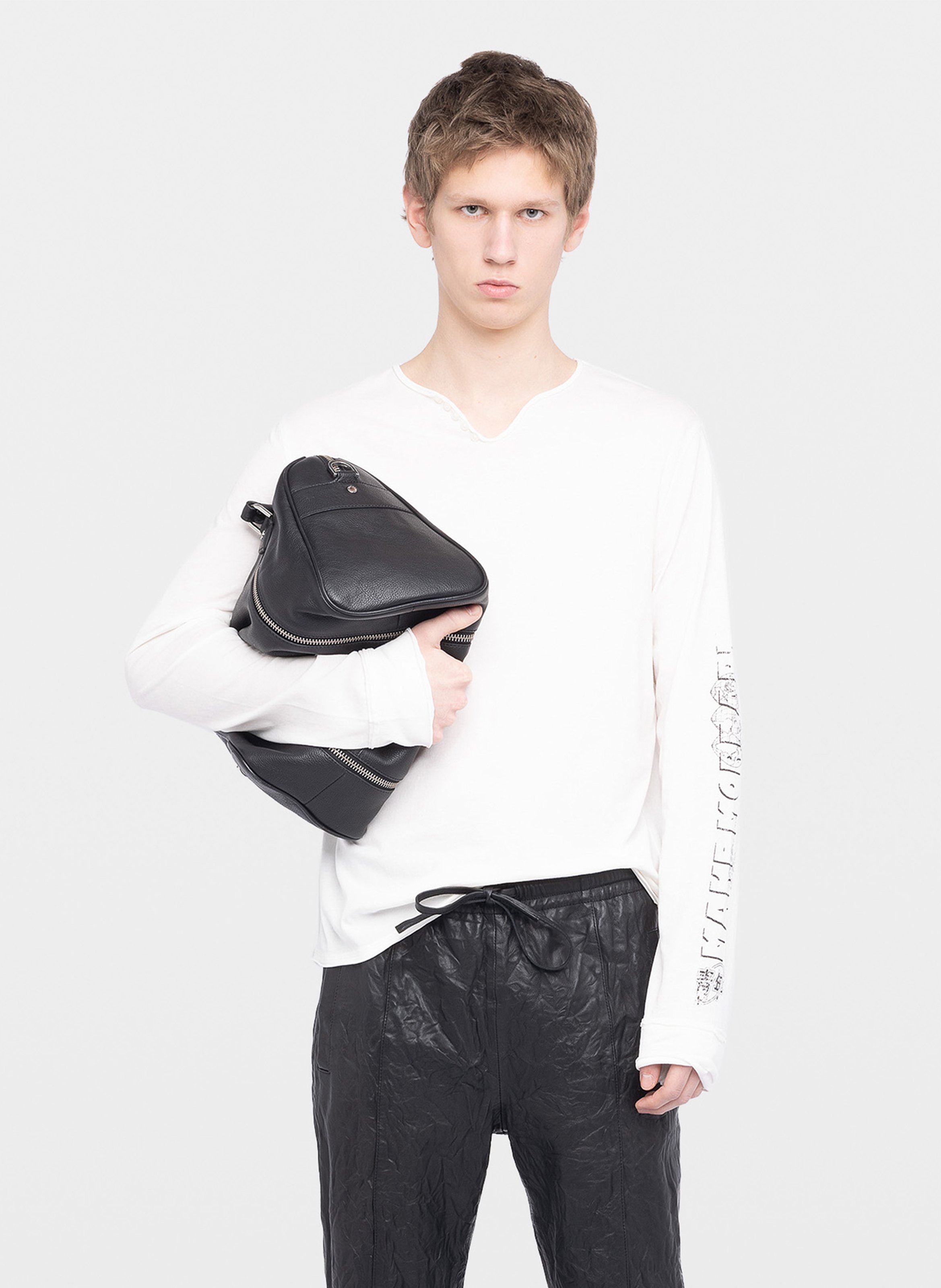 Tee-shirt col tunisien en coton bio ZADIG&VOLTAIRE Blanc