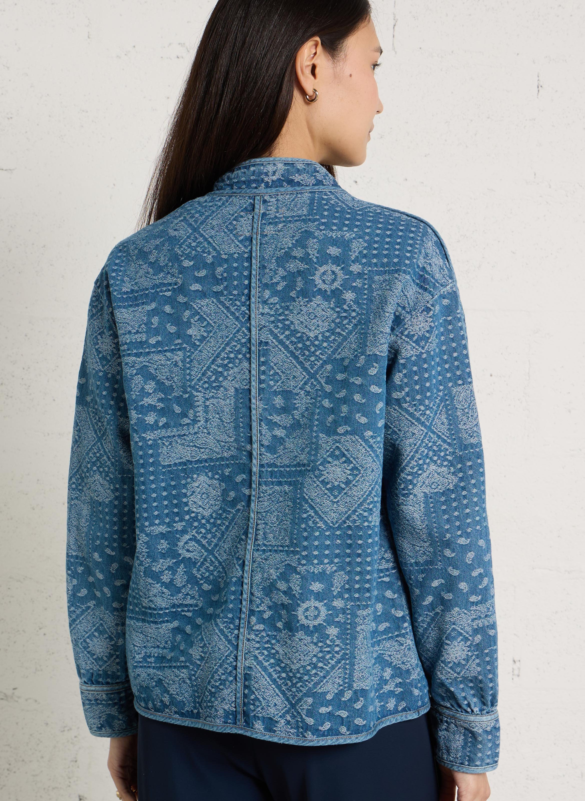 Jacke aus Baumwoll-Mix mit Mao-Kragen SUD EXPRESS Blau