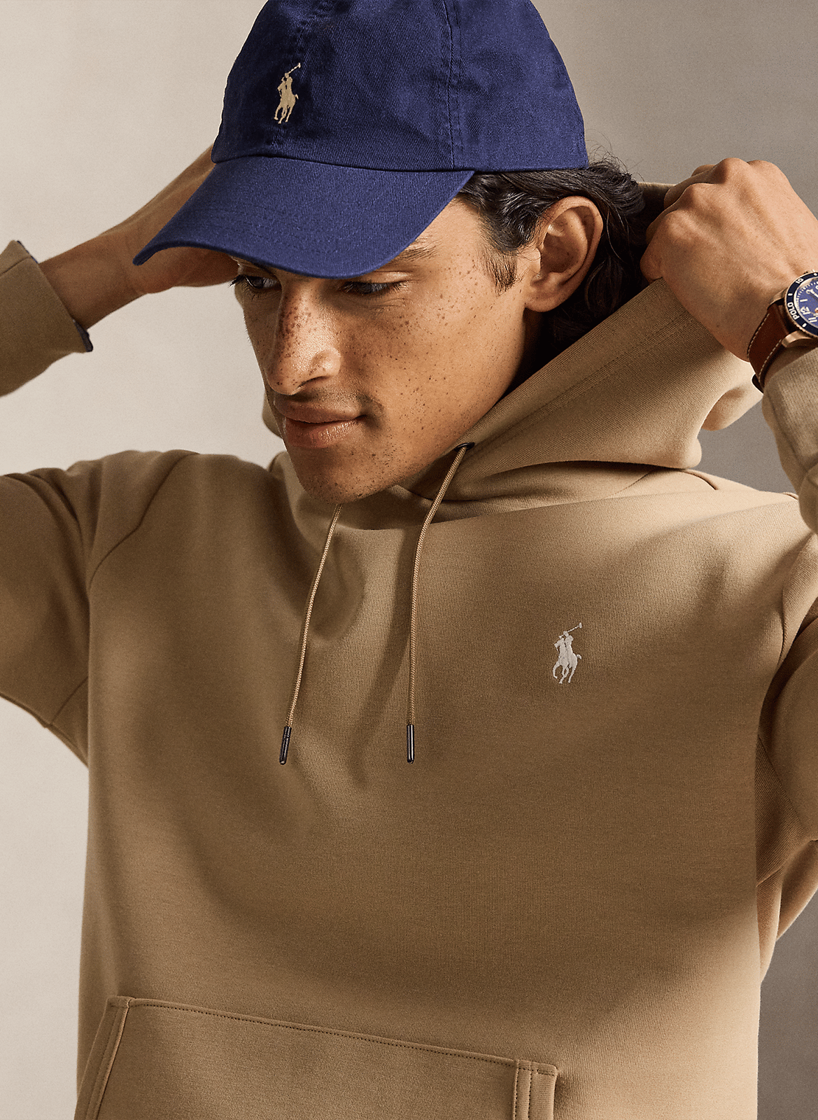 Straight cotton-blend hoodie POLO RALPH LAUREN Beige