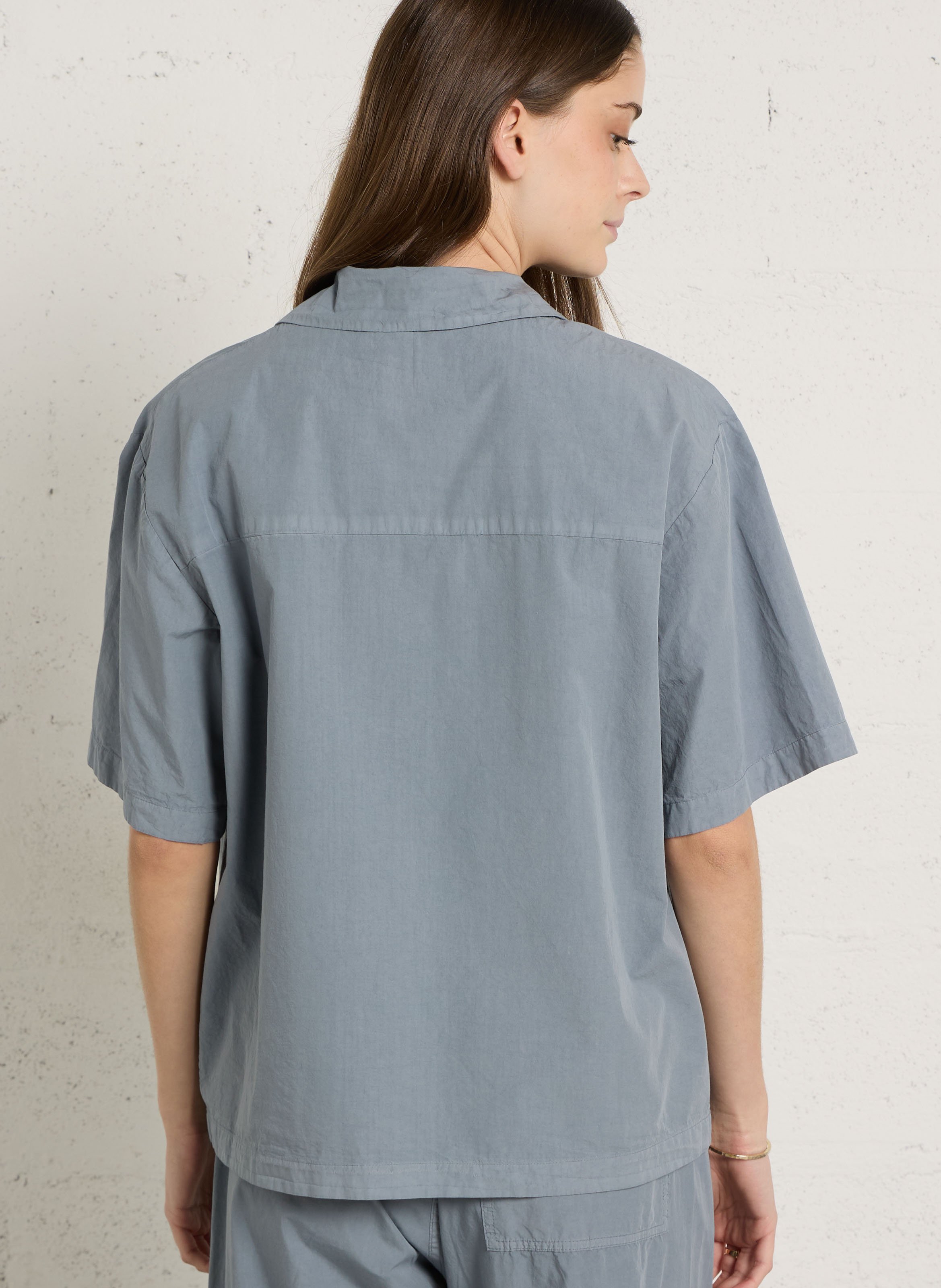 Solid straight button-up shirt MASSCOB Blue