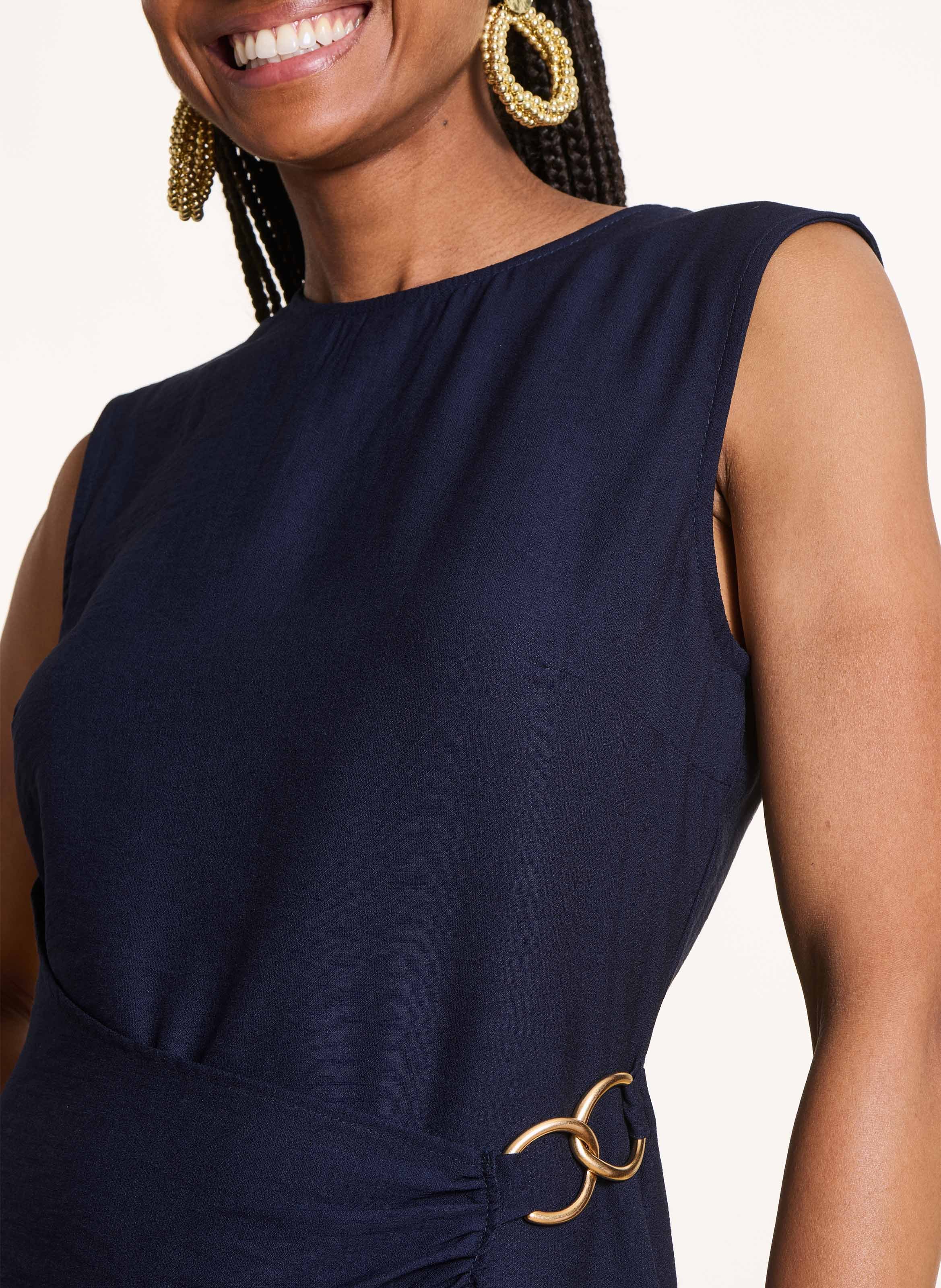 Robe midi col rond LA FEE MARABOUTEE Bleu