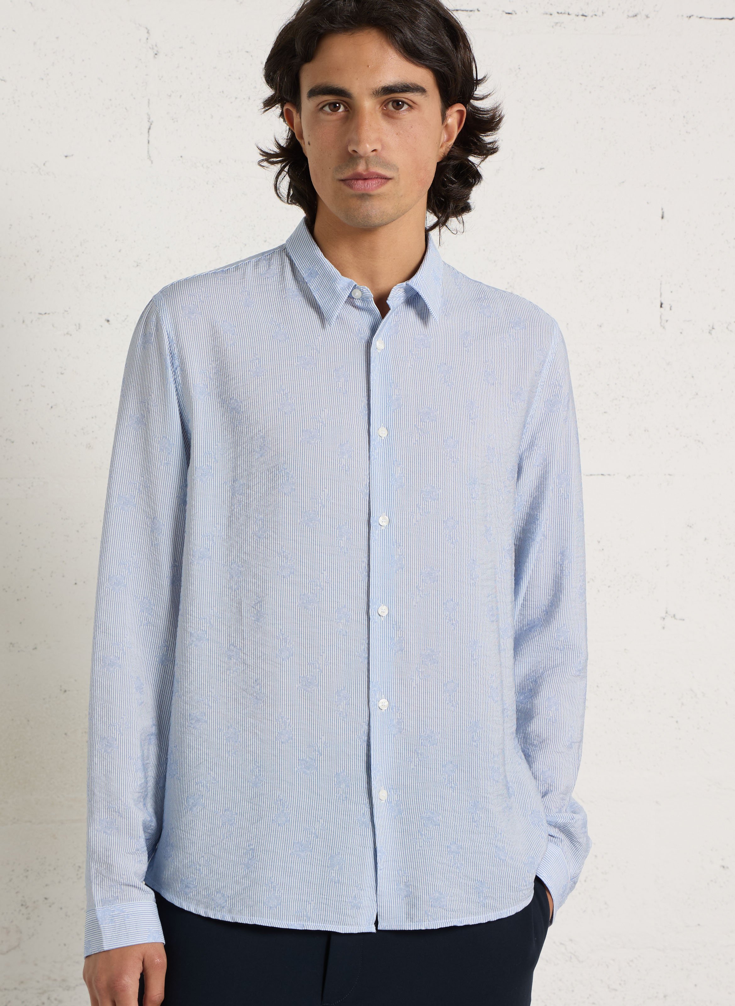 Chemise slim à rayures IKKS Bleu