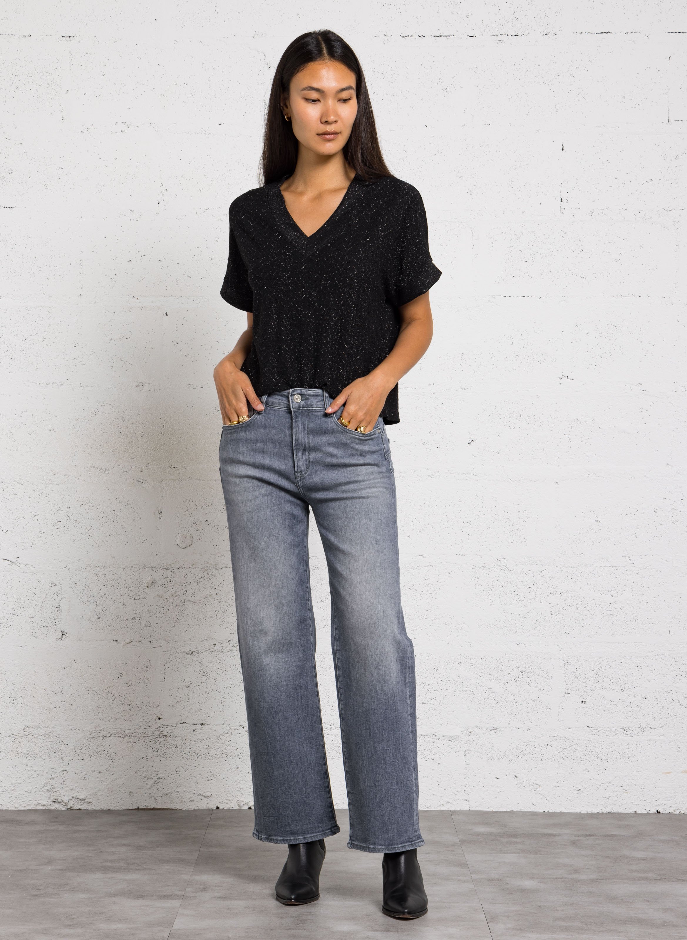 Wijde jeans LE TEMPS DES CERISES Grijs