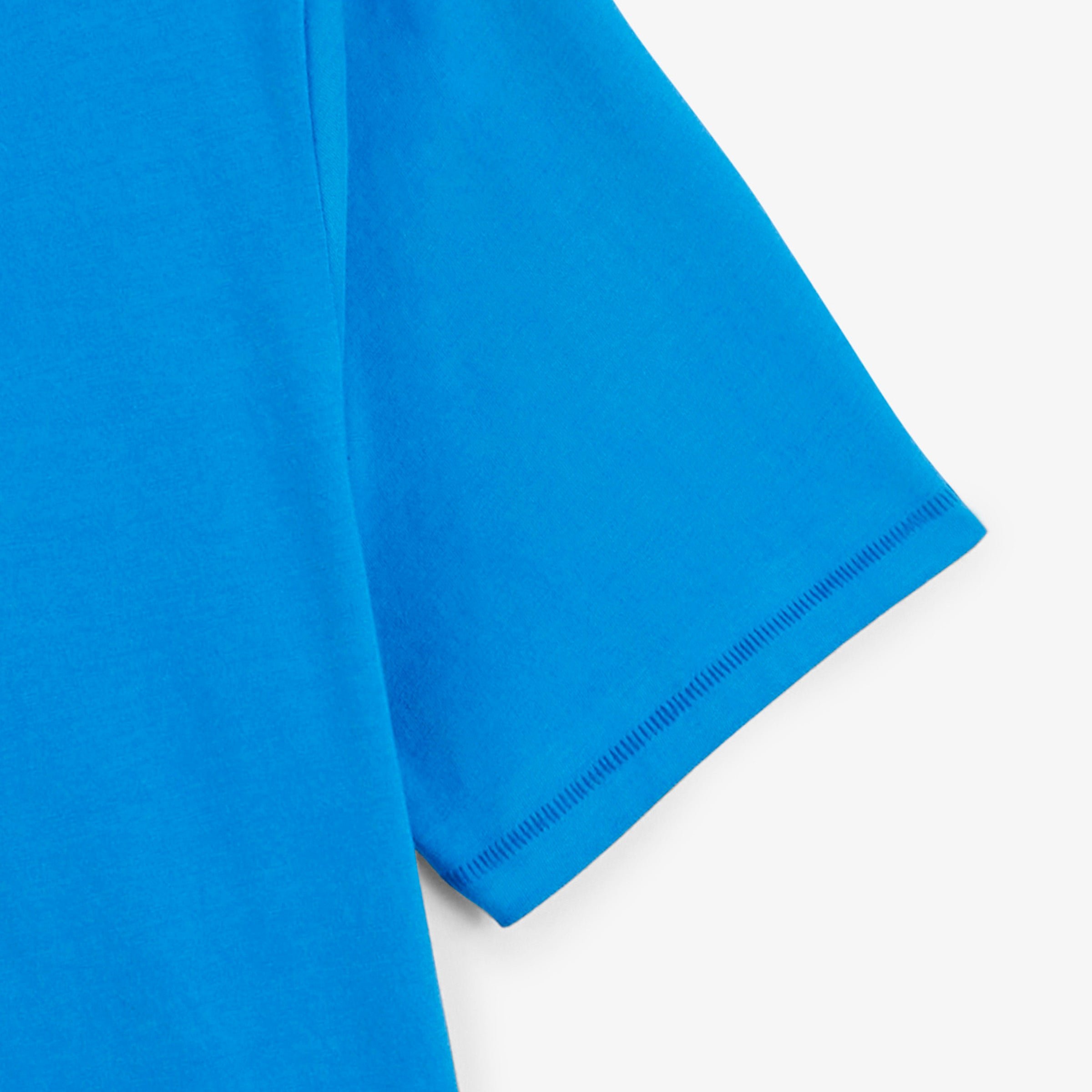 Short-sleeve round neck t-shirt with loop badge. SERGE BLANCO Blue
