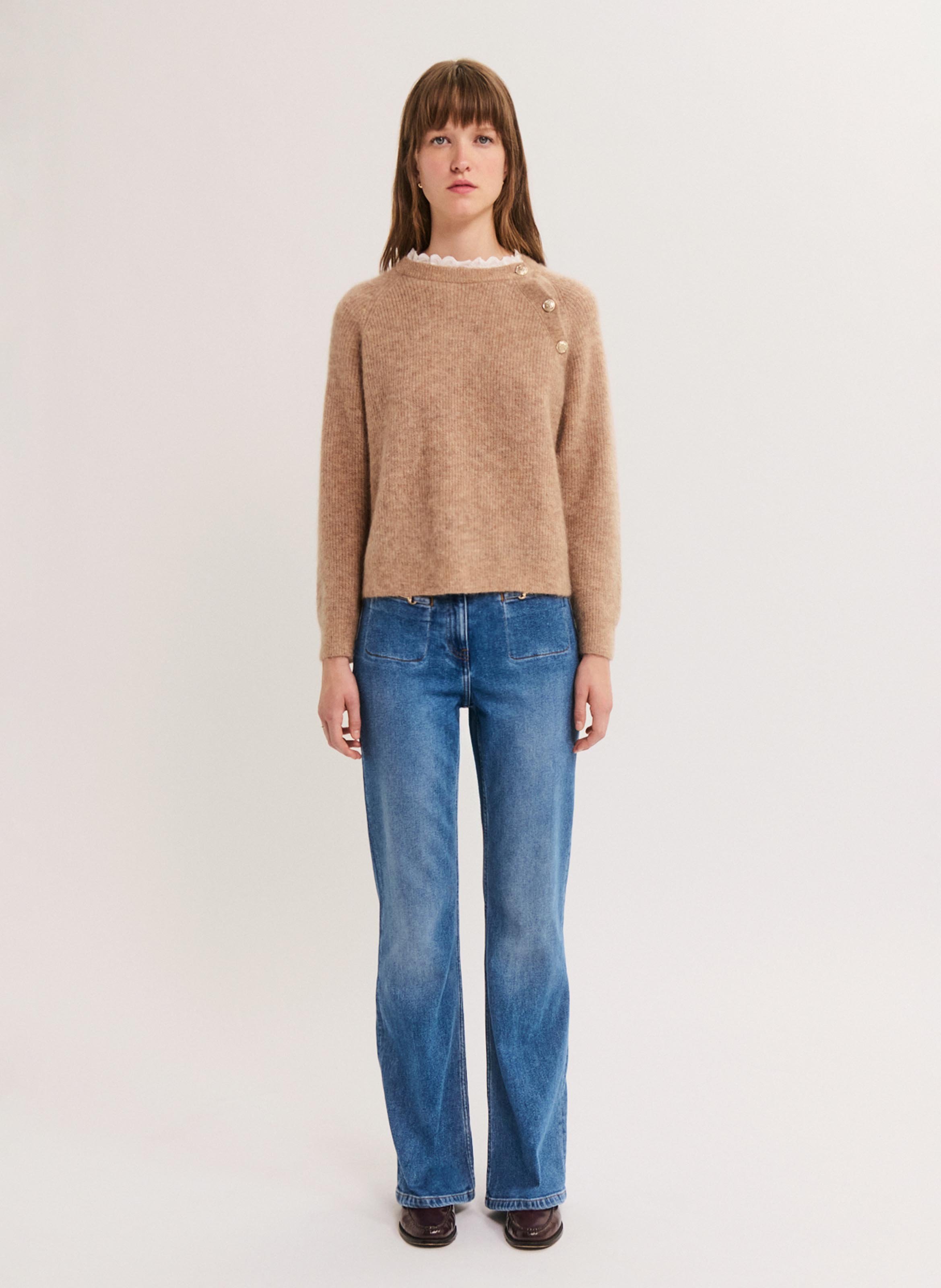 Gerade geschnittener Wollmix-Pullover | Beige PABLO Damen