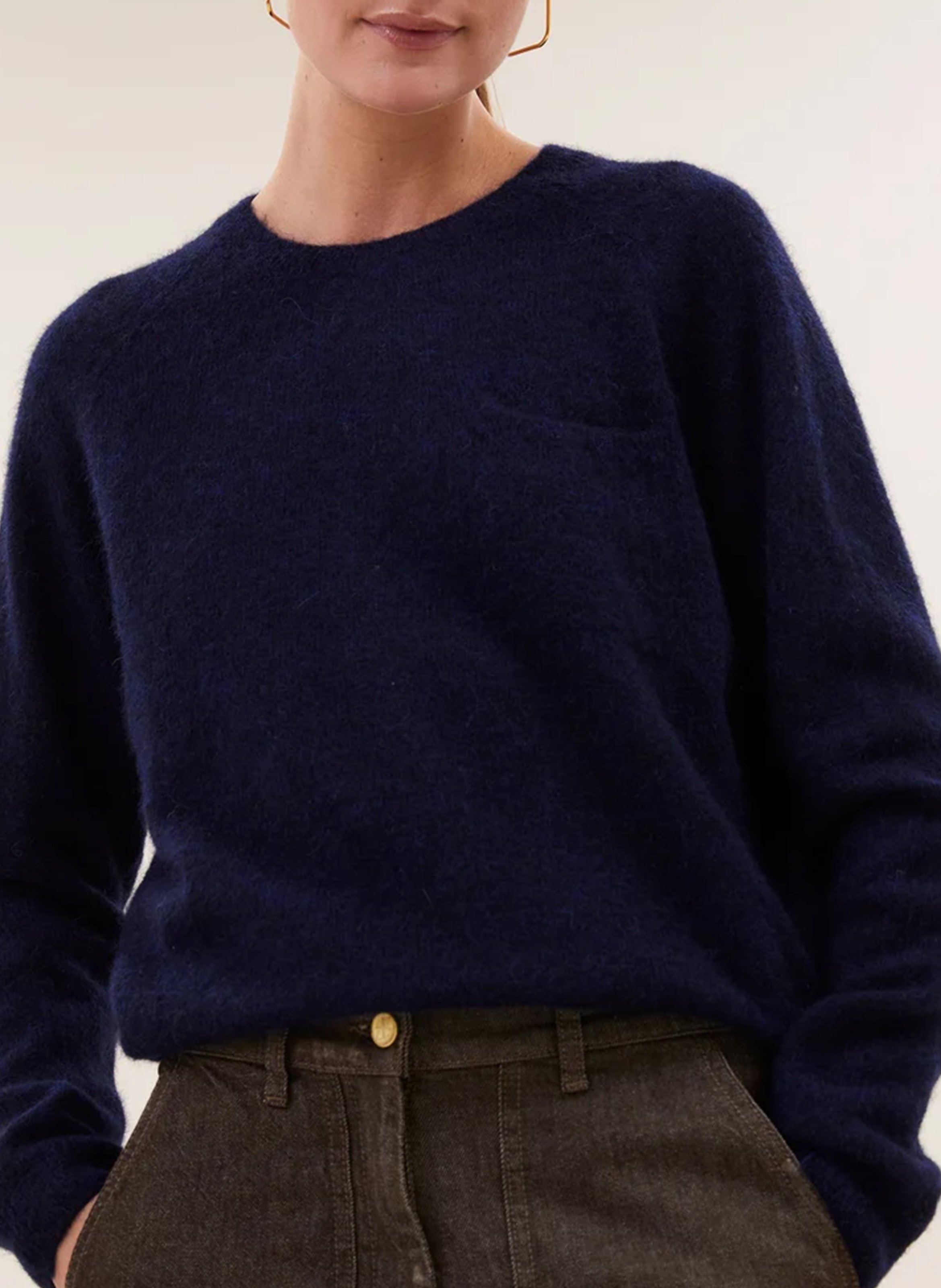 Pull col rond uni en laine mélangée BY BAR Blauw
