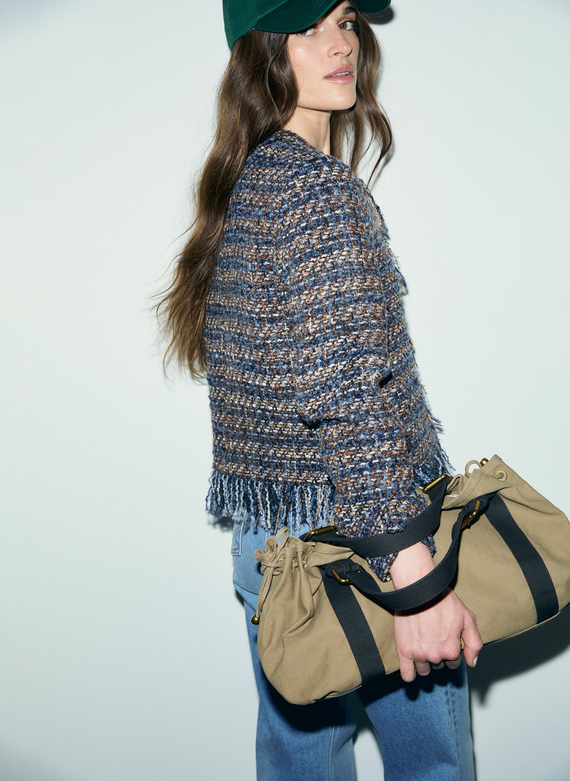Straight round-neck tweed jacket GERARD DAREL Blue