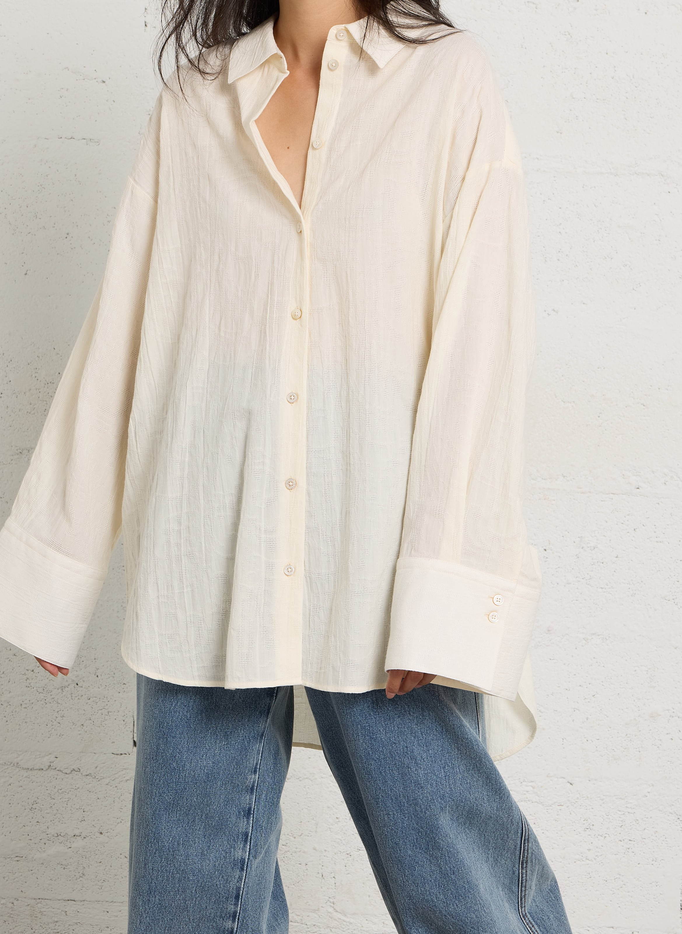 Chemise ample texturée en coton RUE DE TOKYO Beige