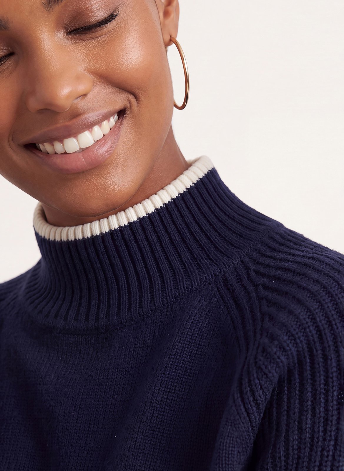 Pull droit col montant en laine mélangée KOOKAI Bleu