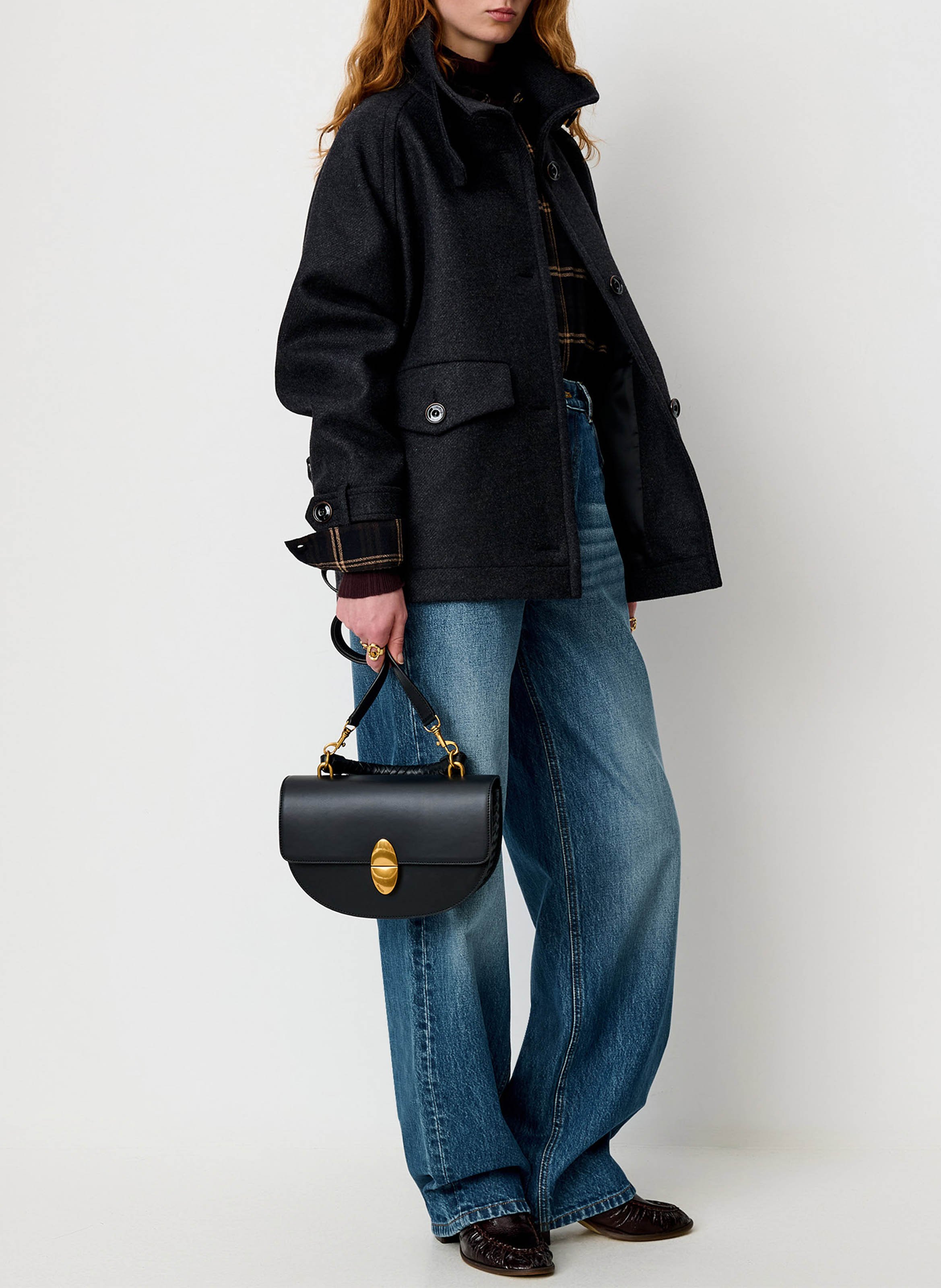 Short high-neck wool-blend coat | Grey SESSUN Women
