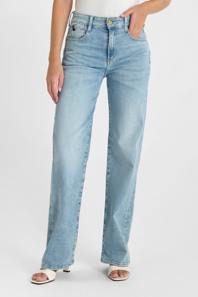 High-waisted loose-fit zip jeans LE TEMPS DES CERISES Blue