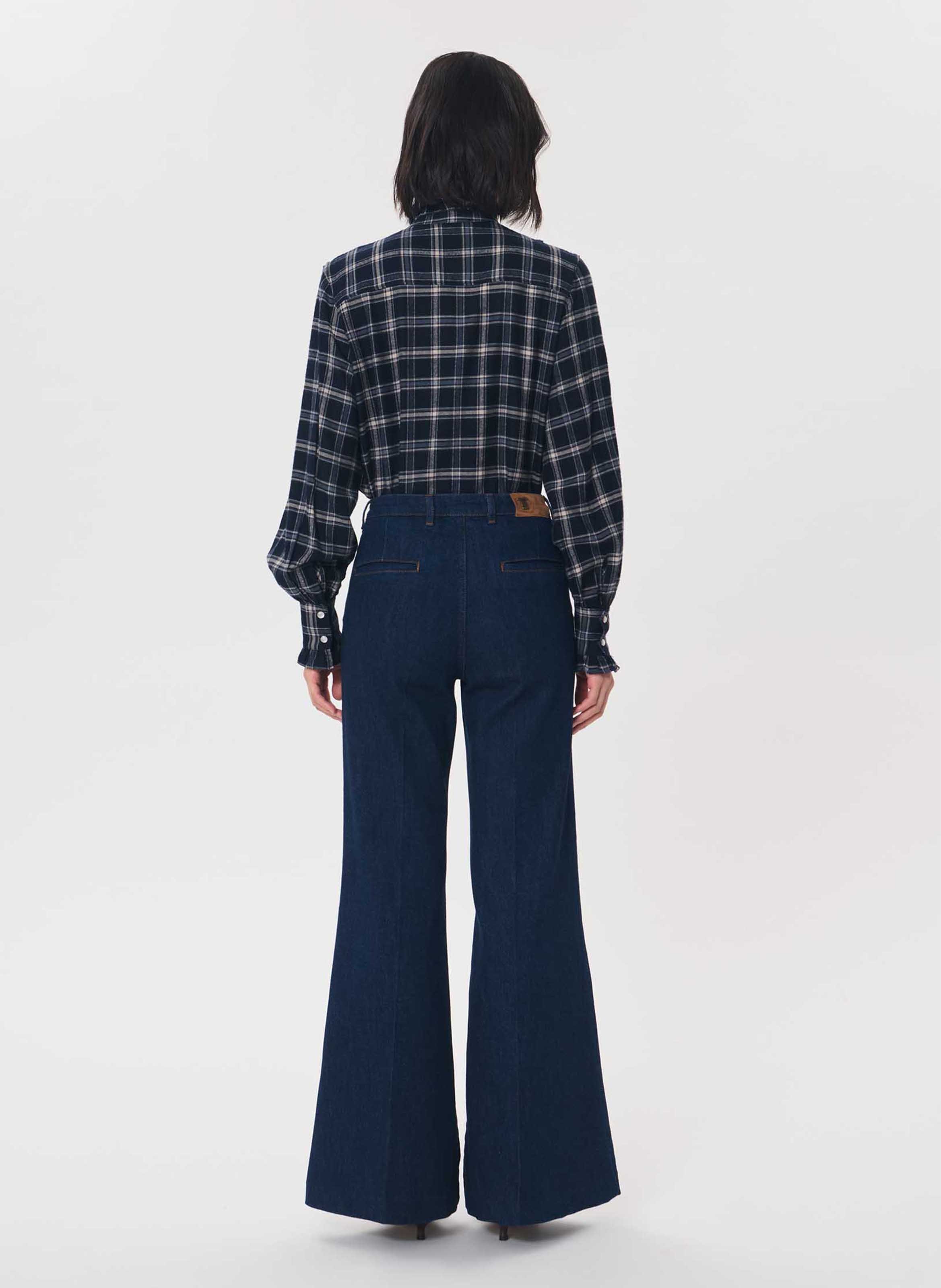 Jean flare en denim brut TARA JARMON Bleu