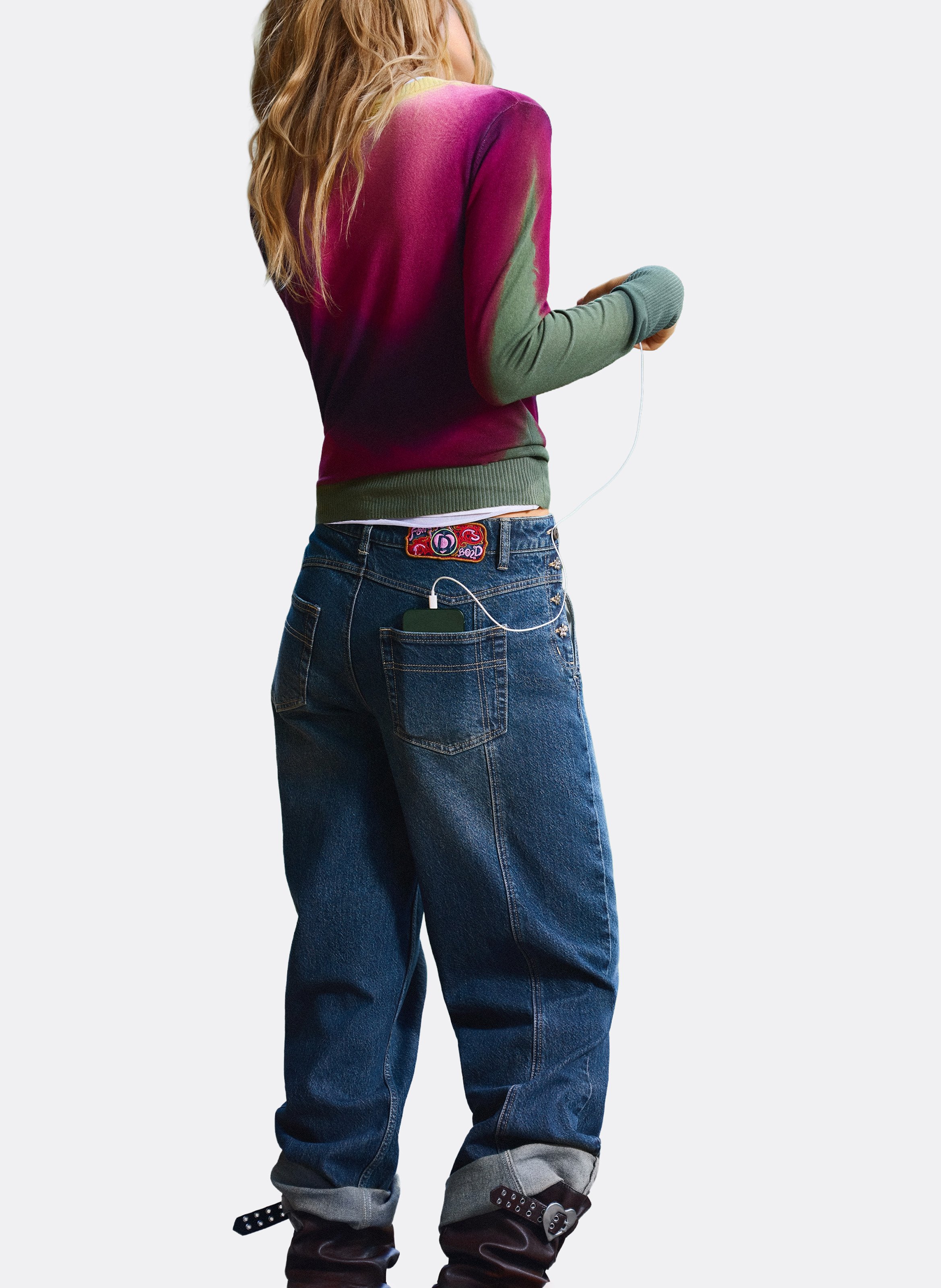 Effen jeans met rechte pijpen DESIGUAL Blauw