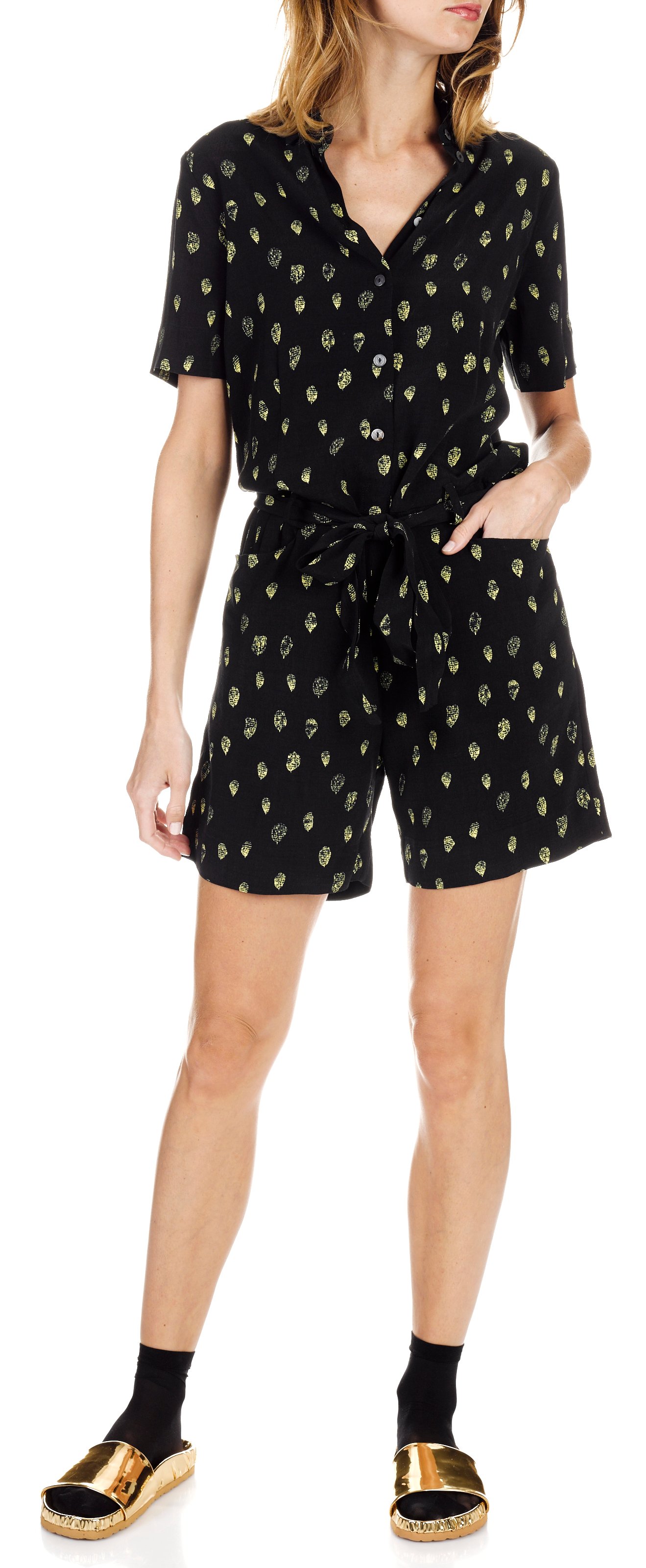 Combishort imprimé avec ceinture  ATTIC AND BARN Noir