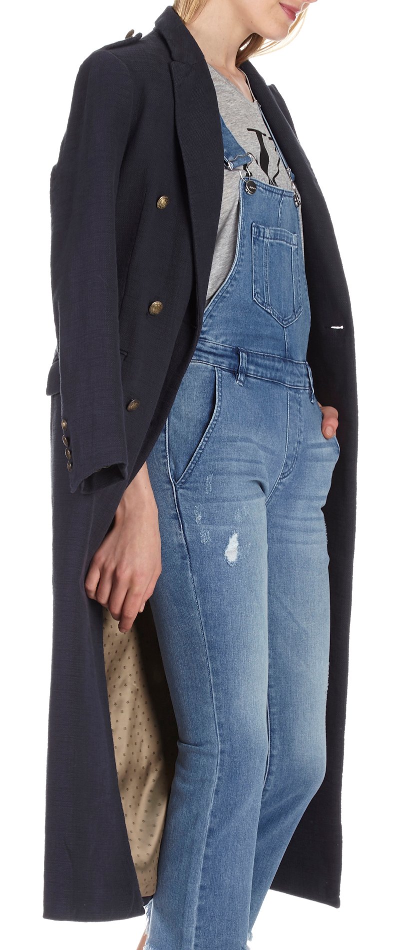 Manteau cintré long en coton Qem SWILDENS Bleu